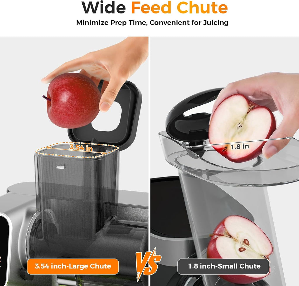 WETIE Cold Press Juicer, Slow Masticating Juicers Machines with Touch Screen, Adjustable Juicing Pressure, 99% Juice Yield, 3.54'' Wide Chute Juicer Extractor, Easy to Clean with Brush & Recipes