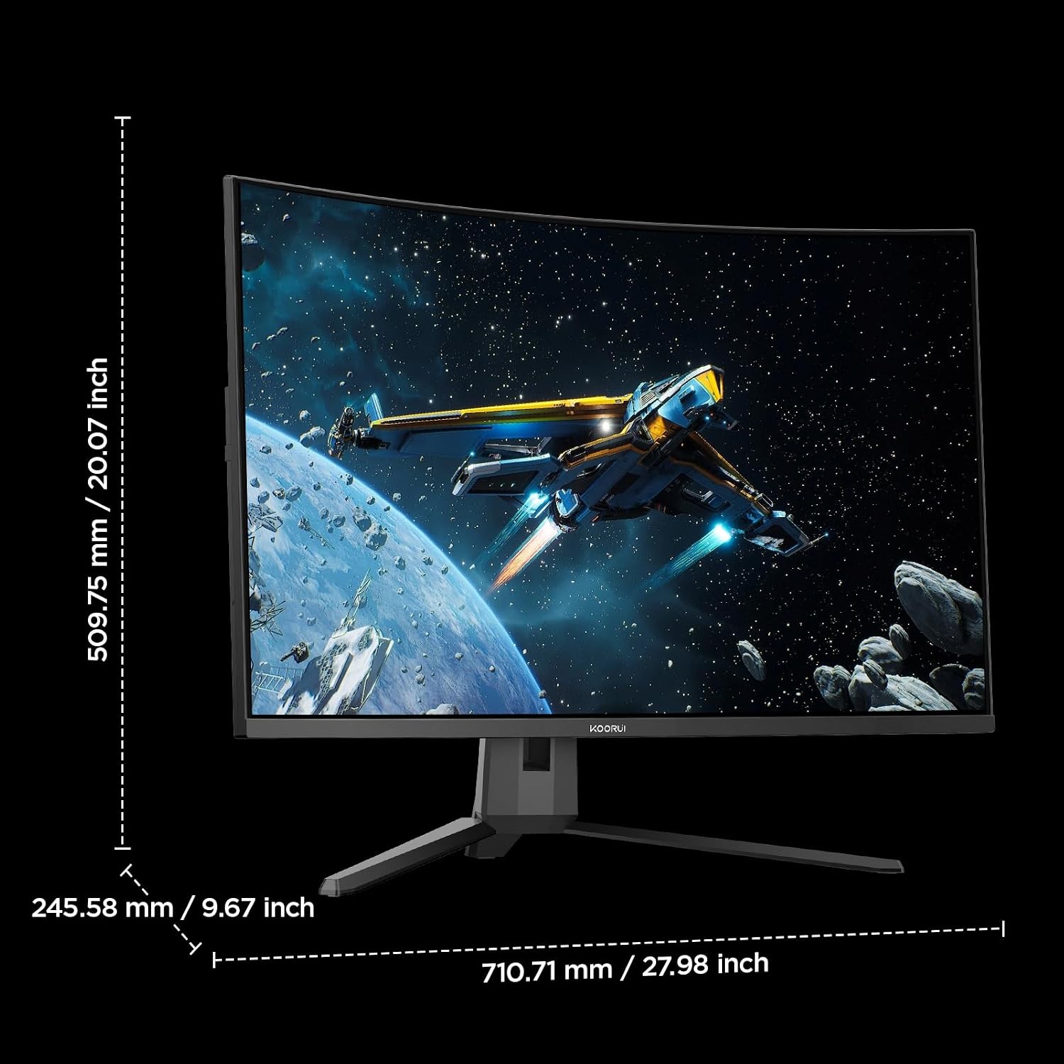 KOORUI 32 inch Curved Gaming Monitor, QHD (2560 x 1440) 2K 170Hz 144Hz Monitor, 1ms 1500R Display, 90% DCI-P3, Adaptive Sync, Tilt Adjustable, VESA Compatible, DisplayPort HDMI, Black
