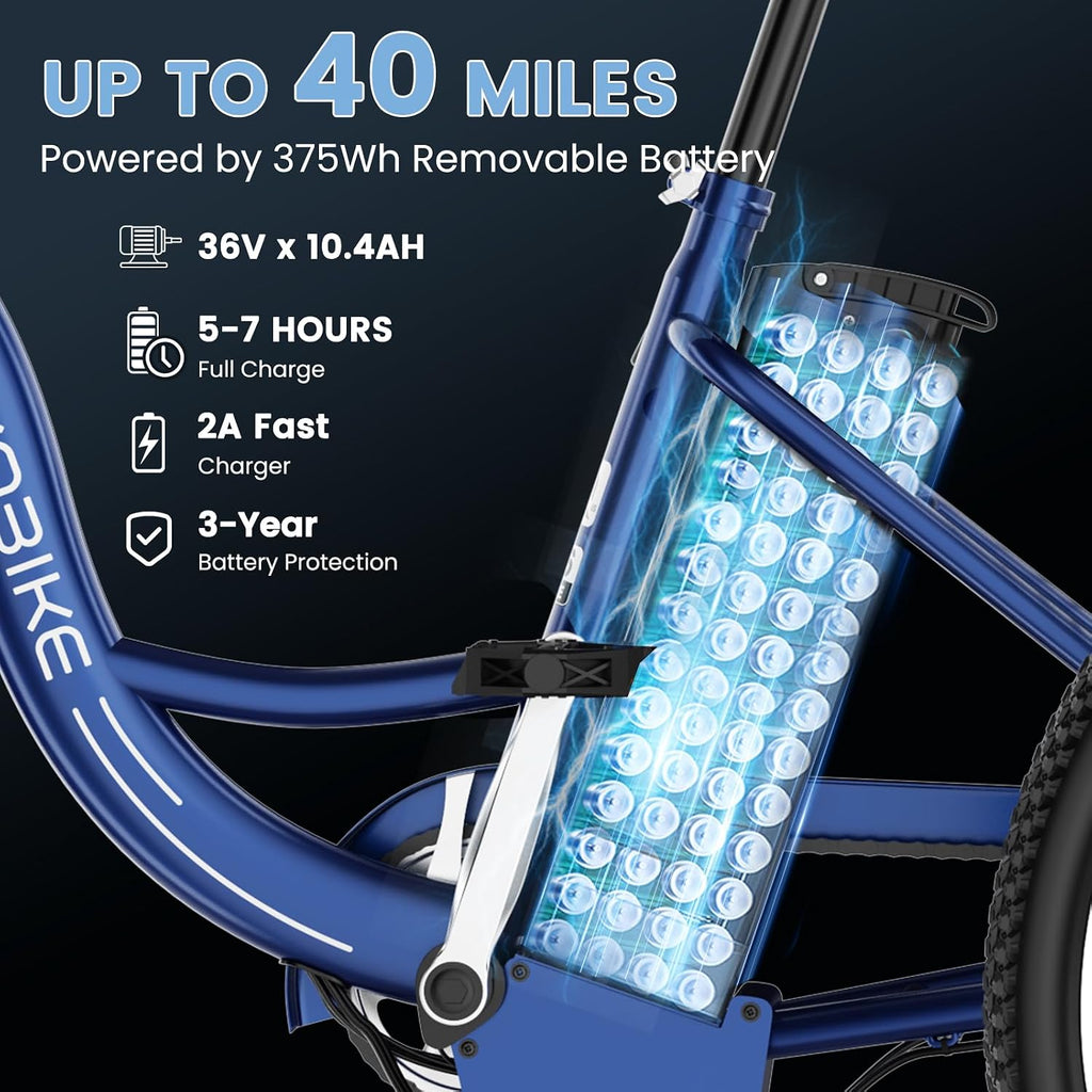 MOONCOOL Adult Electric Tricycle, 350W Front Drive Motor (Peak 700W), 15.5MPH E-Trike, Removable 36V 10.4Ah Battery, Max 60 Miles, 7-Speed 3 Wheel Electric Bike