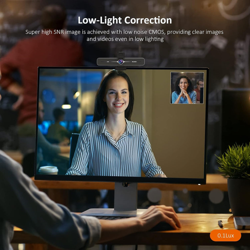 Zoom Certified, NexiGo N970P 4K Webcam, Onboard Flash Memory, Al-Powered Auto-Framing, Adjutable Field of View, Sony Sensor, Dual AI Noise-Cancelling Mics, Works with Teams/Zoom/Webex/Google