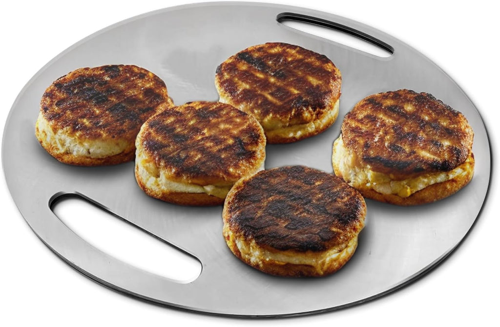 SnS Grills Slow 'N Sear Carbon Steel Flat Top Plancha Griddle - Rotating Durable Griddle for Kettle Grill BBQs - Outdoor Cooking Accessory - Fits 22' Kettles