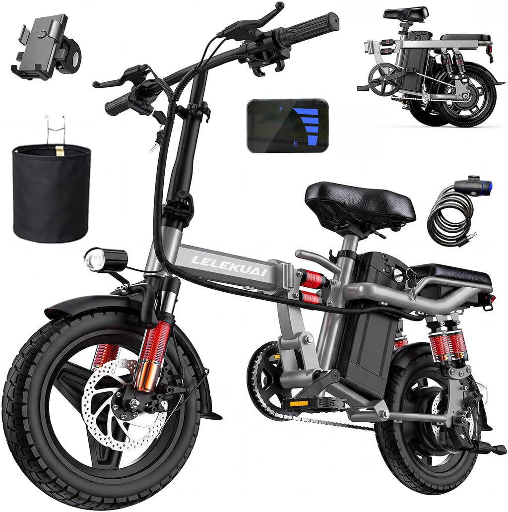 LELEKUAI Electric Bike for Adults, 1200W Peak Motor Commuter Ebike, 20-28MPH Speed, 32 Miles Range, Removable Waterproof Battery, Dual Disc Brakes Electric Bicycle, UL 2849 Certified