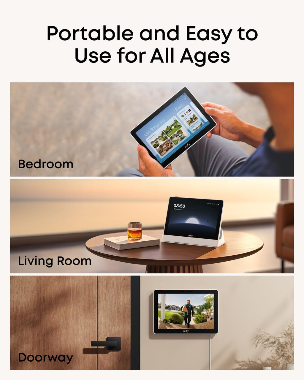 eufy Security eufy Smart Display E10, Smart Home Hub, 8' Control Panel, Compatible Devices, Four Views on One Screen, Instant Door Alerts, Daily Event Reports, One Tap Control