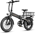 Jasion EB6 Foldable Electric Bike for Adults,【1200W Peak Motor, 25 MPH, 50 Miles Range】 20' Fat Tire Ebike with 48V Built-in Battery, Lightweight Aluminum Frame E Bike for Commuting, Off-Road, Travel