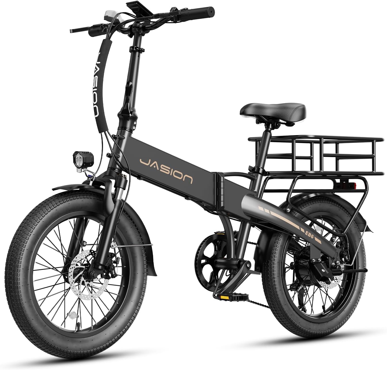 Jasion EB6 Foldable Electric Bike for Adults,【1200W Peak Motor, 25 MPH, 50 Miles Range】 20' Fat Tire Ebike with 48V Built-in Battery, Lightweight Aluminum Frame E Bike for Commuting, Off-Road, Travel