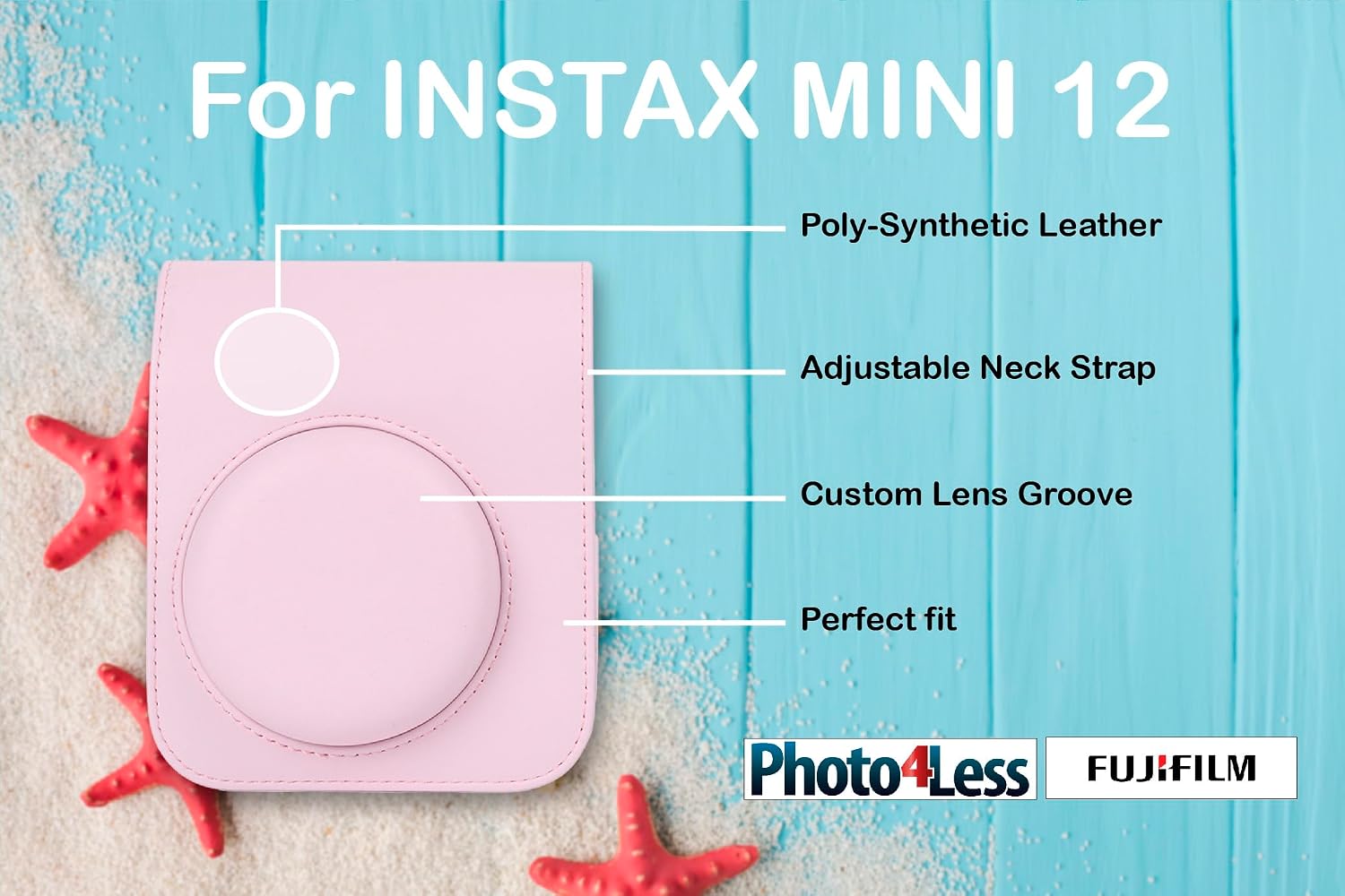 Fujifilm Instax Mini 12 Instant Film Camera, Fuji Instax Mini Film (20 Sheets), Fuji Rainbow Instant Film (10 Sheets), Protective Case, Album, Insax Mini Accessory Bundle (Blossom Pink)