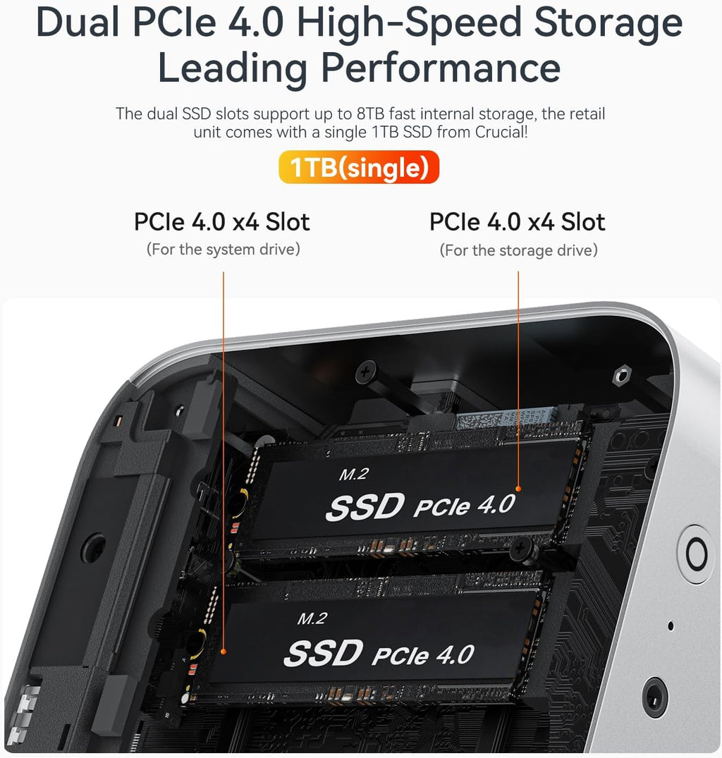 Beelink SER9 AI Mini PC, AMD Ryzen AI 9 HX 370(up to 5.1GHz) 12C/24T, Mini Computer 32GB LPDDR5X RAM 1TB NVMe PCIe4.0x4 SSD, Mini Desktop PC Built-in MIC/Speakers/USB4/WiFi6/BT5.2/2.5G
