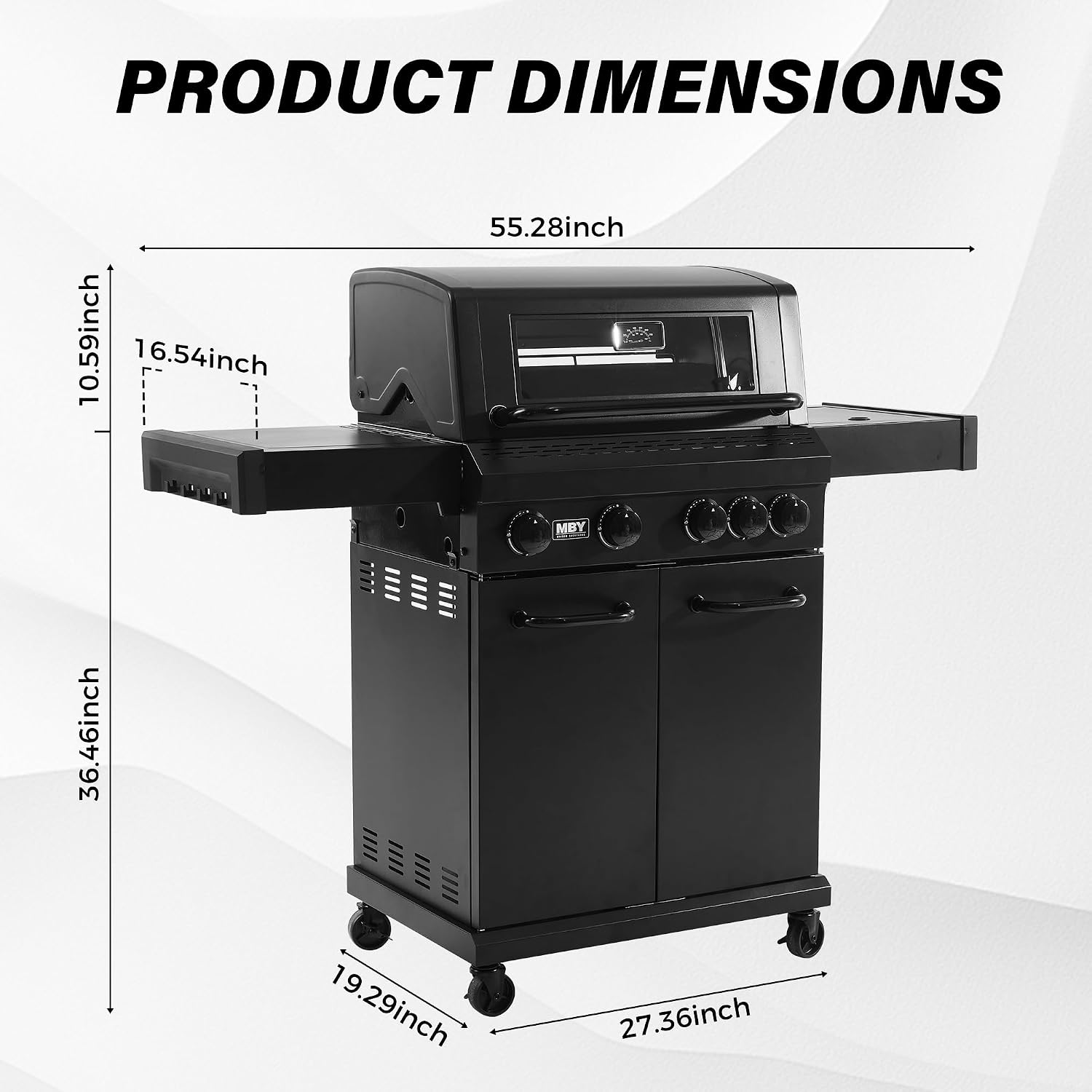 4+1 Burner Propane Gas Grill,47,000 BTU Outdoor BBQ with Enameled Cast Iron Grates and Side Tables, Portable for Backyard, Patio,Camping,3-in-1 BBQ Grill and Griddle Combo,555 Sq.in Cook Area
