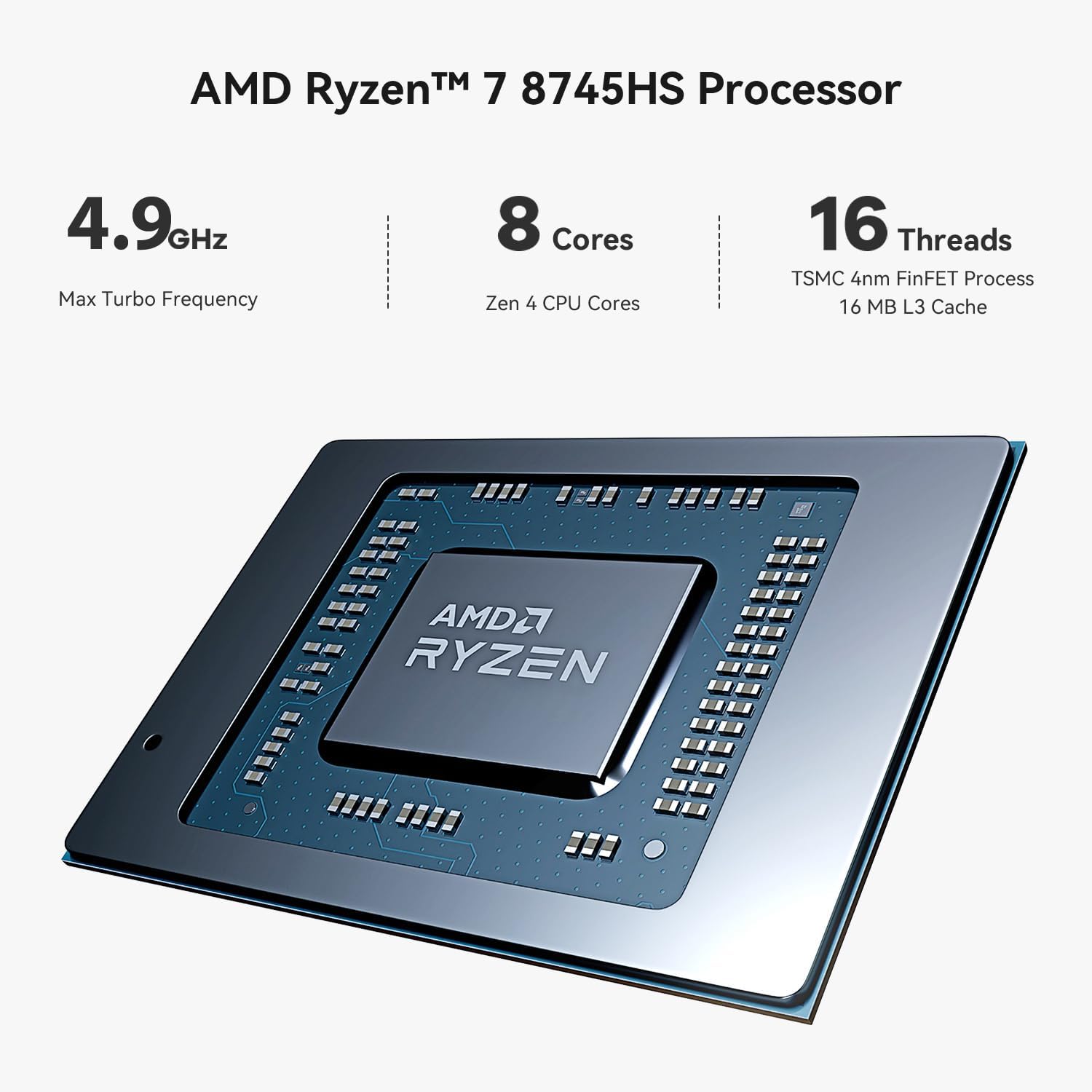 Beelink SER8 Mini PC, AMD Ryzen 8745HS(up to 4.9GHz) 8C/16T, Mini Computer 32GB DDR5 RAM 1TB NVMe PCIE 4.0 SSD, Mini Desktop Computer 4K Triple Screen Display WiFi6/BT5.2/WOL/W-11 Pro