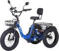 NARRAK Electric Tricycle for Adults,Fat Tire Folding Electric Trike,3 Wheels Electric Bicycle Bikes, Peak 1350W Step-Thru Etrike with Removable Battery and Large Basket for Women Men