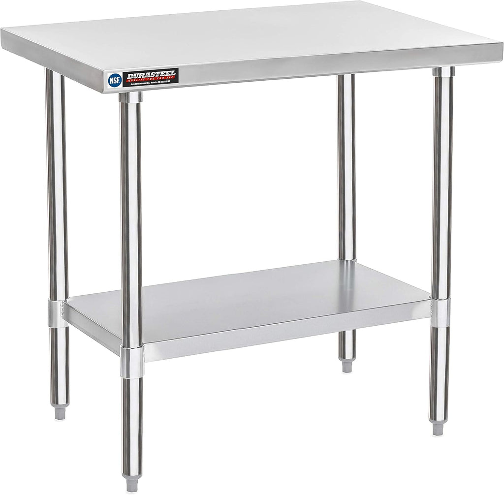 DuraSteel 24x36 Stainless Steel Work Table - NSF Commercial Prep Metal Table - Outdoor Pizza Oven Stand w/Under Shelf - Kitchen Island Laundry Utility Garage Microwave Stand Large Rolling Storage Cart