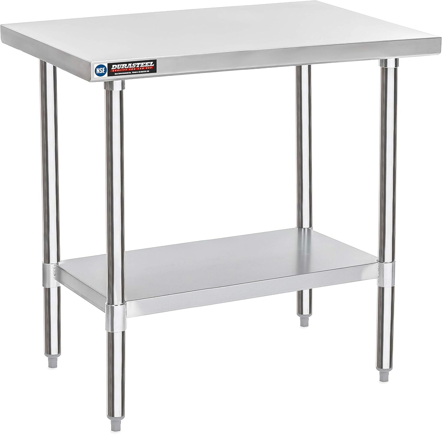 DuraSteel 24x36 Stainless Steel Work Table - NSF Commercial Prep Metal Table - Outdoor Pizza Oven Stand w/Under Shelf - Kitchen Island Laundry Utility Garage Microwave Stand Large Rolling Storage Cart
