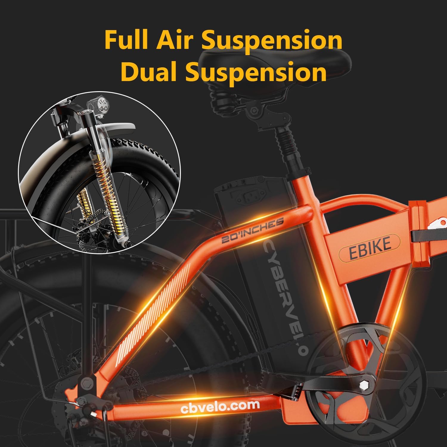 DriftGod Folding Electric Bike, 48V 20.8AH Large Removable Battery E Bike - 20'x3' Fat Tire - 80 Miles Max Range Ebike for Adults,Electric Bicycles for Commuter