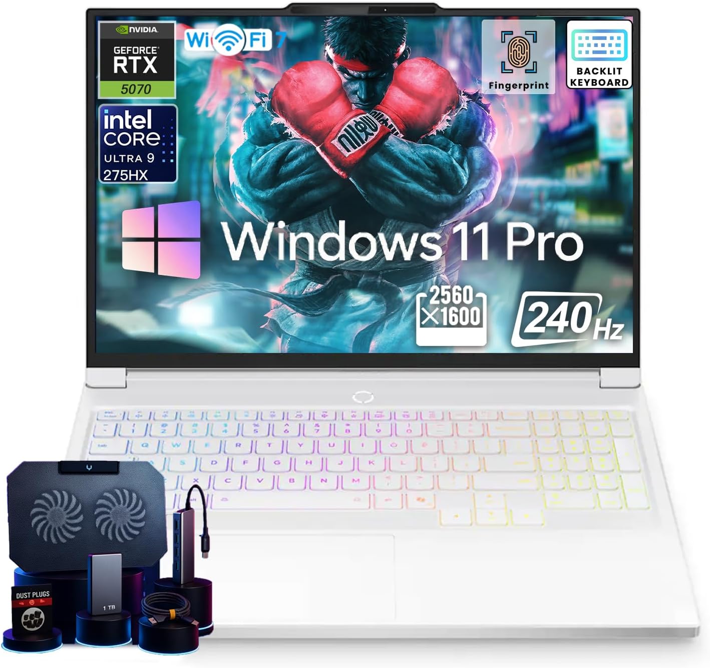 Lenovo Legion 7i Gaming Laptop • Dedicated GeForce RTX 5070 • 16'' 2.5k 240Hz Display • Intel U9-275HX • Backlit KB • Facial Recognition • Win 11 Pro • Accessories • Wi-Fi 7 • 32GB DDR5+1TB SSD