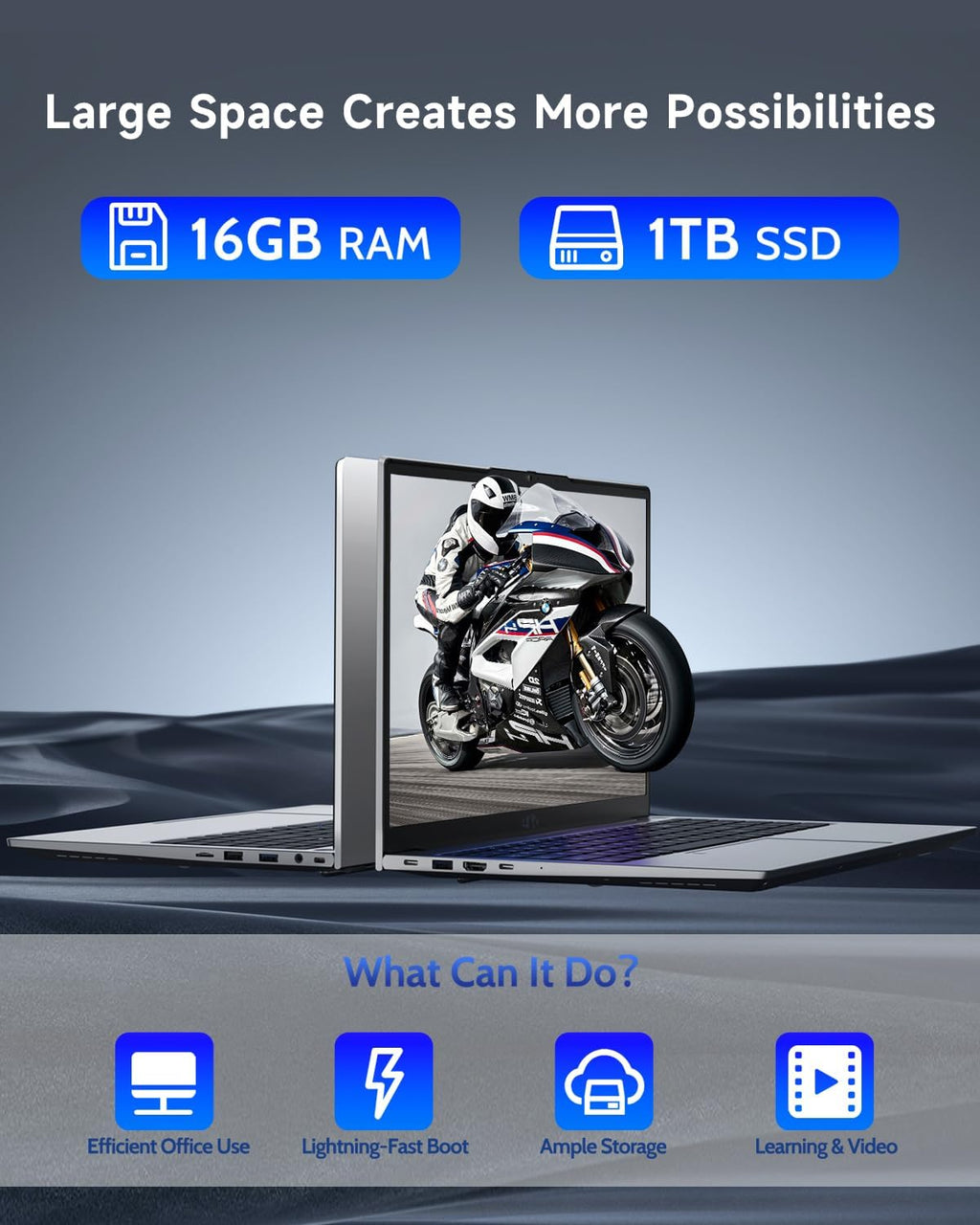 NIMO 15.6 IPS FHD-Laptop, 16GB RAM 1TB SSD Intel Pentium Quad Core N100, Computer with Backlit Keyboard Fingerprint (Beat to i3-1115G4 Up to 3.4GHz) Laptops for Student, Win 11 Sliver