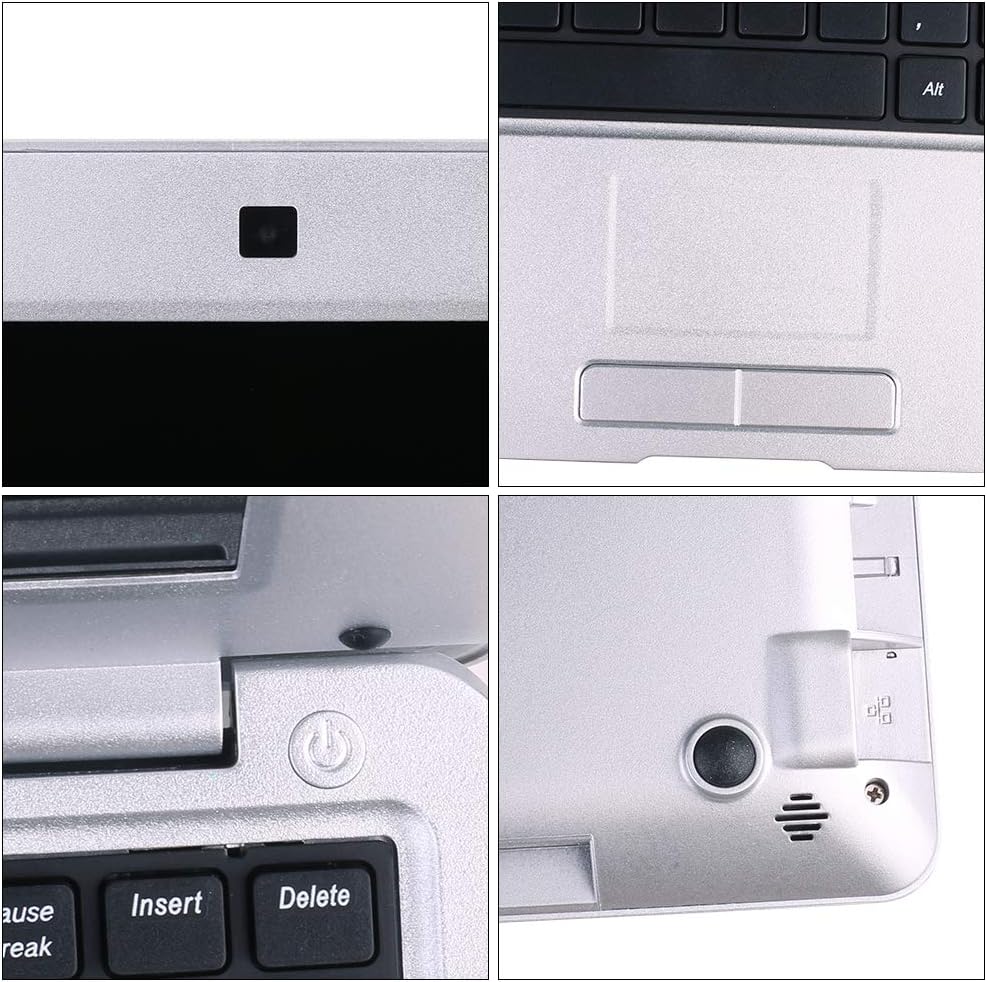 2025 Version 10.1 Inch Portable 8GB Computer Laptop PC Quad Core Android 6.0 Mini Netbook Slim and Lightweight Notebook YouTube Player Flash (Silver)