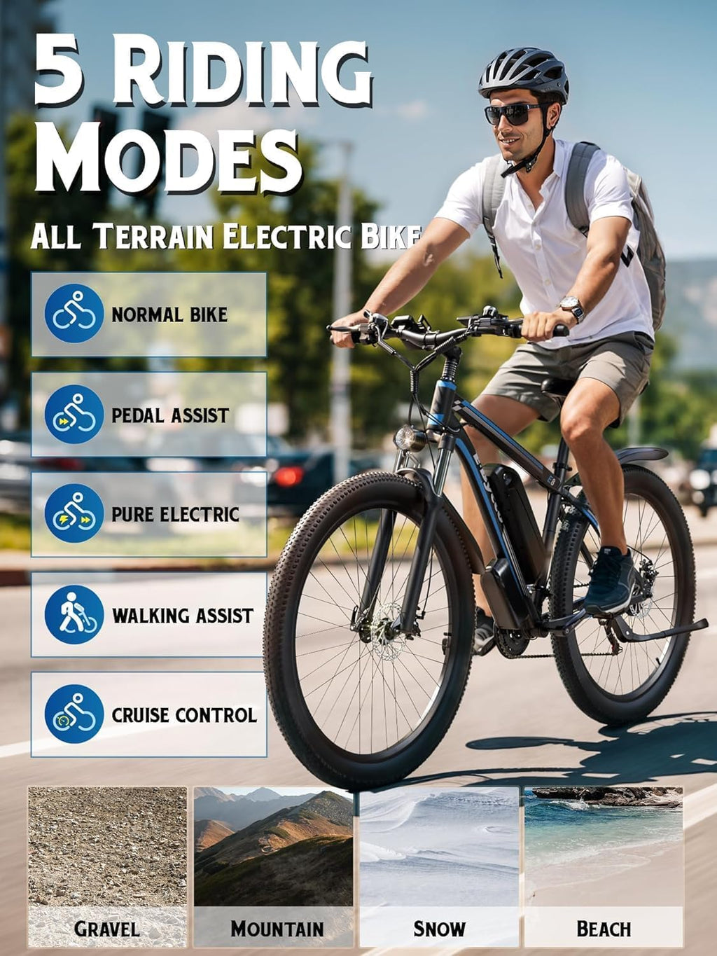 E·Bycco 29' Electric Bike for Adults, 48V 17.5AH, 1000W Peak Electric Mountain Bikes, 21-Speed Pedal Assist Ebikes, 34MPH 80 Miles Long Range Waterproof Commuter Electric Bicycle for Large Men
