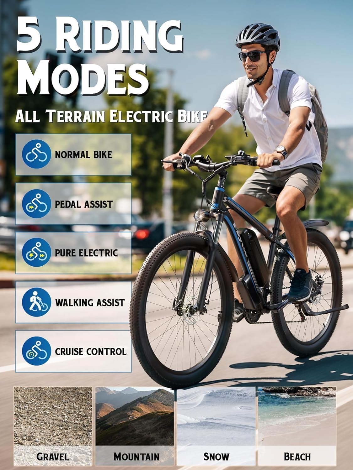 E·Bycco 29' Electric Bike for Adults, 48V 17.5AH, 1000W Peak Electric Mountain Bikes, 21-Speed Pedal Assist Ebikes, 34MPH 80 Miles Long Range Waterproof Commuter Electric Bicycle for Large Men