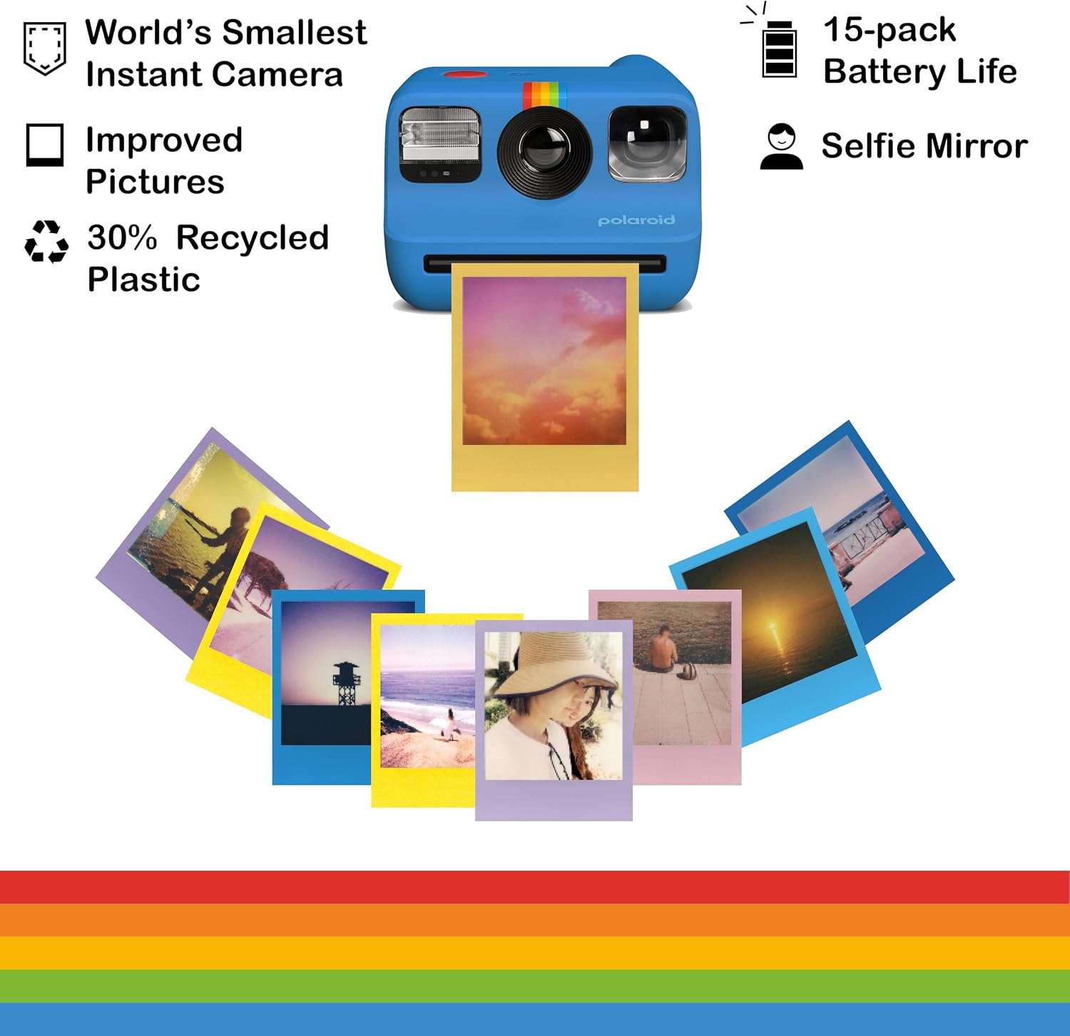 Polaroid Go Generation 2 Instant Film mini Camera (Blue) Bundled with Polaroid GO Color Film Double Pack, Photo Album (Holds 64 Photos), Lens Cleaning Cloth