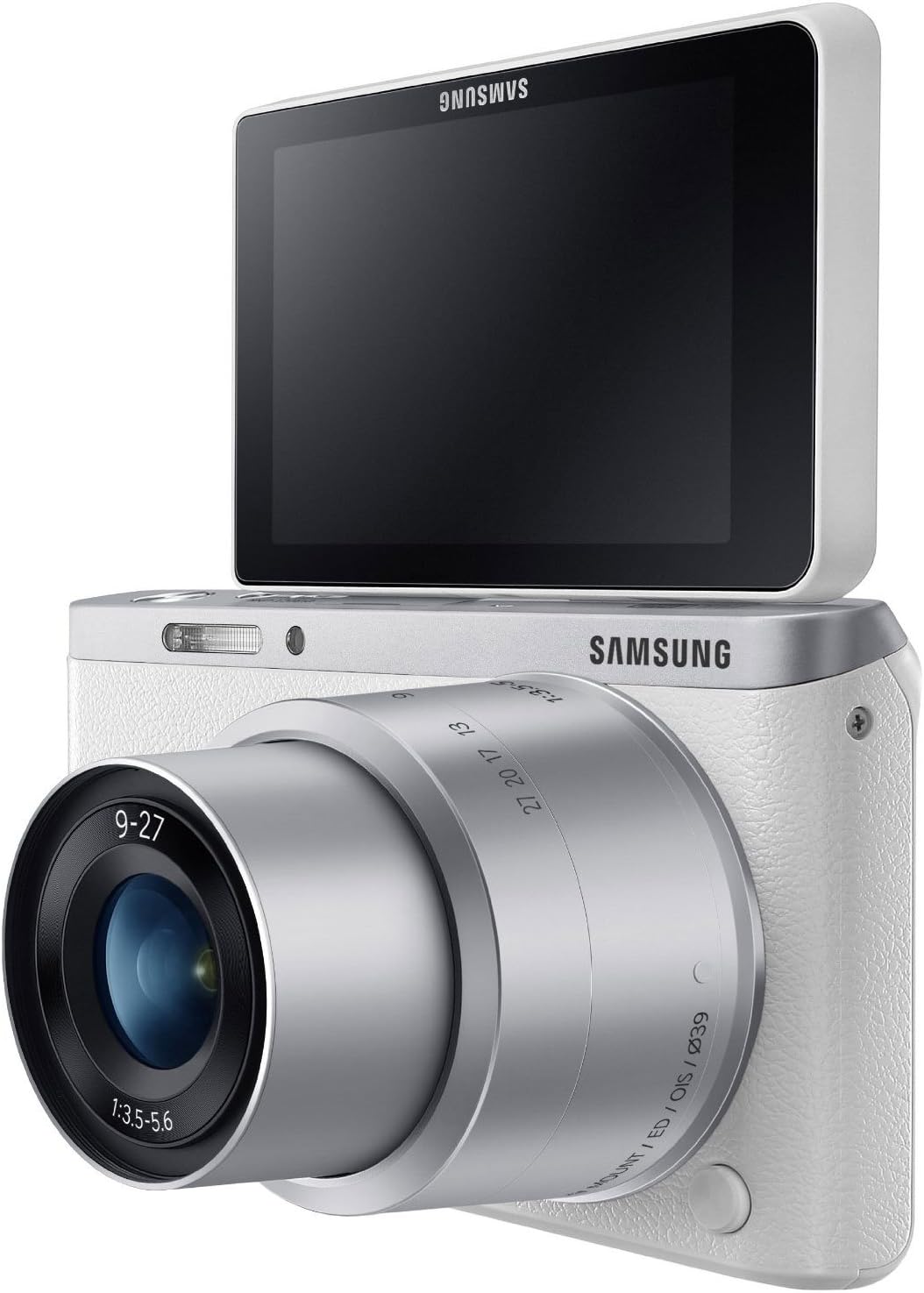Samsung NX Mini 20.5MP CMOS Smart WiFi & NFC Mirrorless Digital Camera with 9-27mm Lens and 3' Flip Up LCD Touch Screen (White)