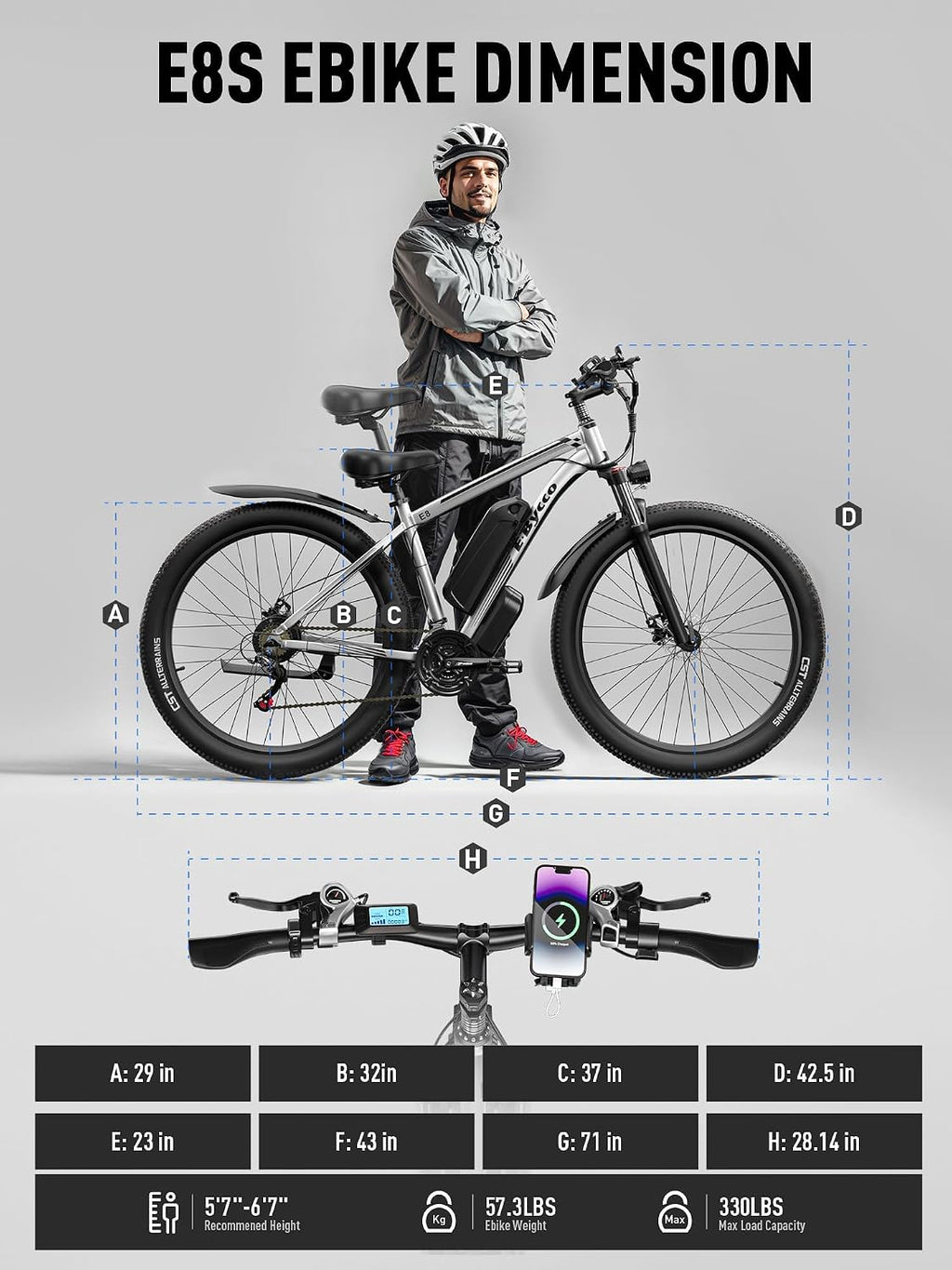 E·Bycco 29' Electric Bike for Adults, 48V 17.5AH, 1000W Peak Electric Mountain Bikes, 21-Speed Pedal Assist Ebikes, 34MPH 80 Miles Long Range Waterproof Commuter Electric Bicycle for Large Men