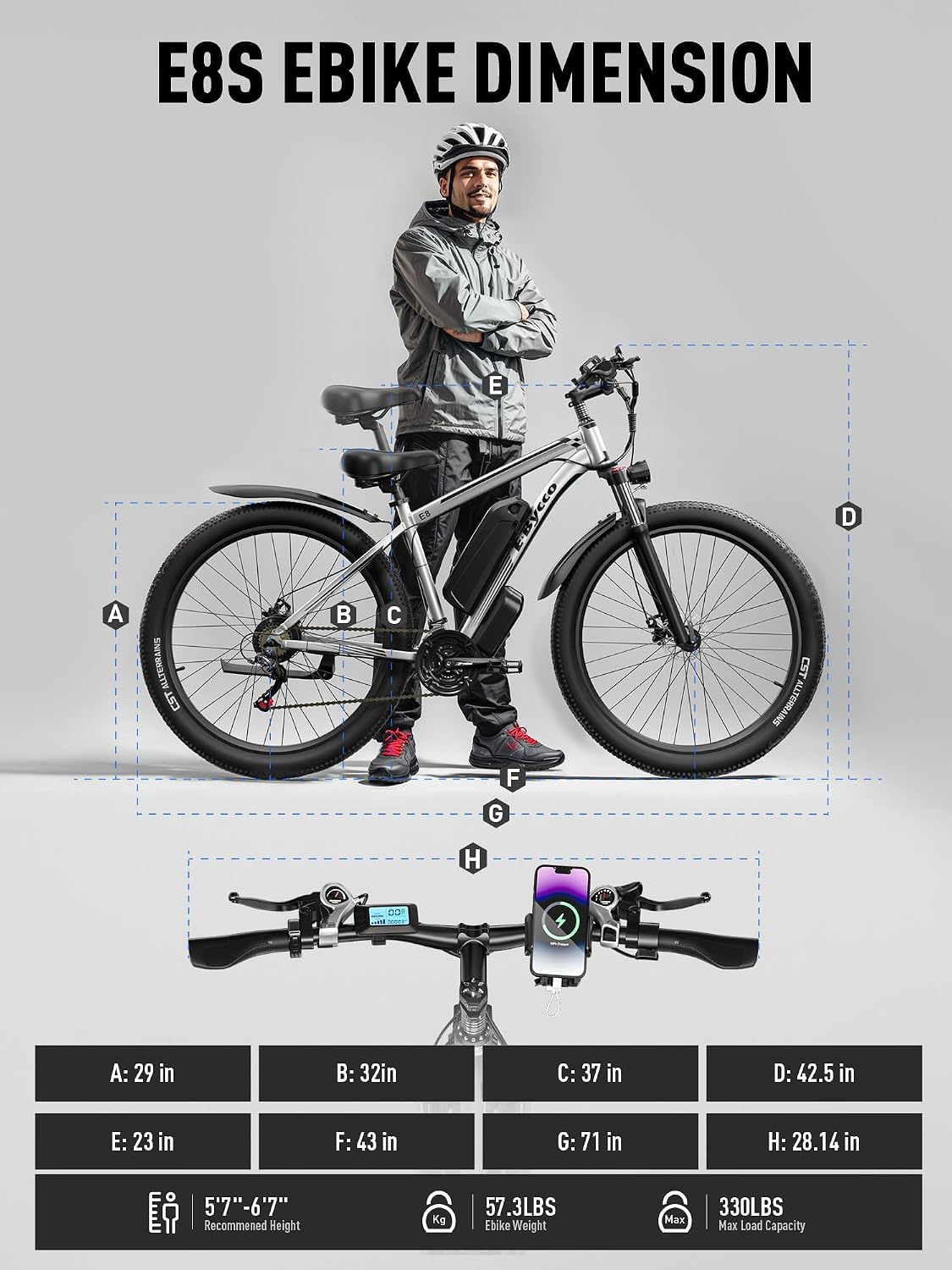 E·Bycco 29' Electric Bike for Adults, 48V 17.5AH, 1000W Peak Electric Mountain Bikes, 21-Speed Pedal Assist Ebikes, 34MPH 80 Miles Long Range Waterproof Commuter Electric Bicycle for Large Men