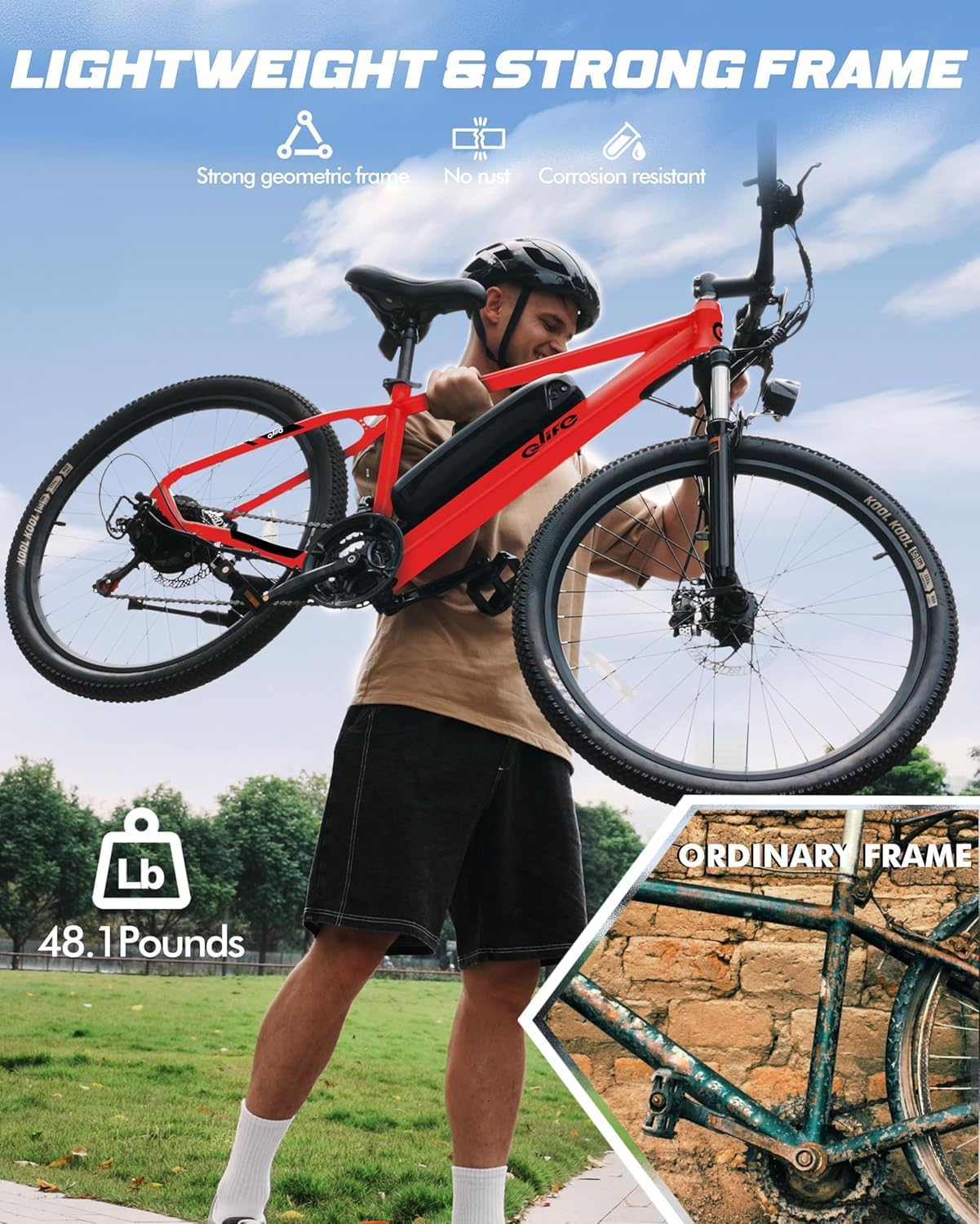 Qlife Racer Electric Bike for Adults - 21-Speed Mountain Lightweight Ebike with Peak 1000W/750W 25MPH/22MPH Brushless Motor, 375Wh Removable Battery, 26X2.1 Tire Step Over E-MTB, Up to 40 Miles