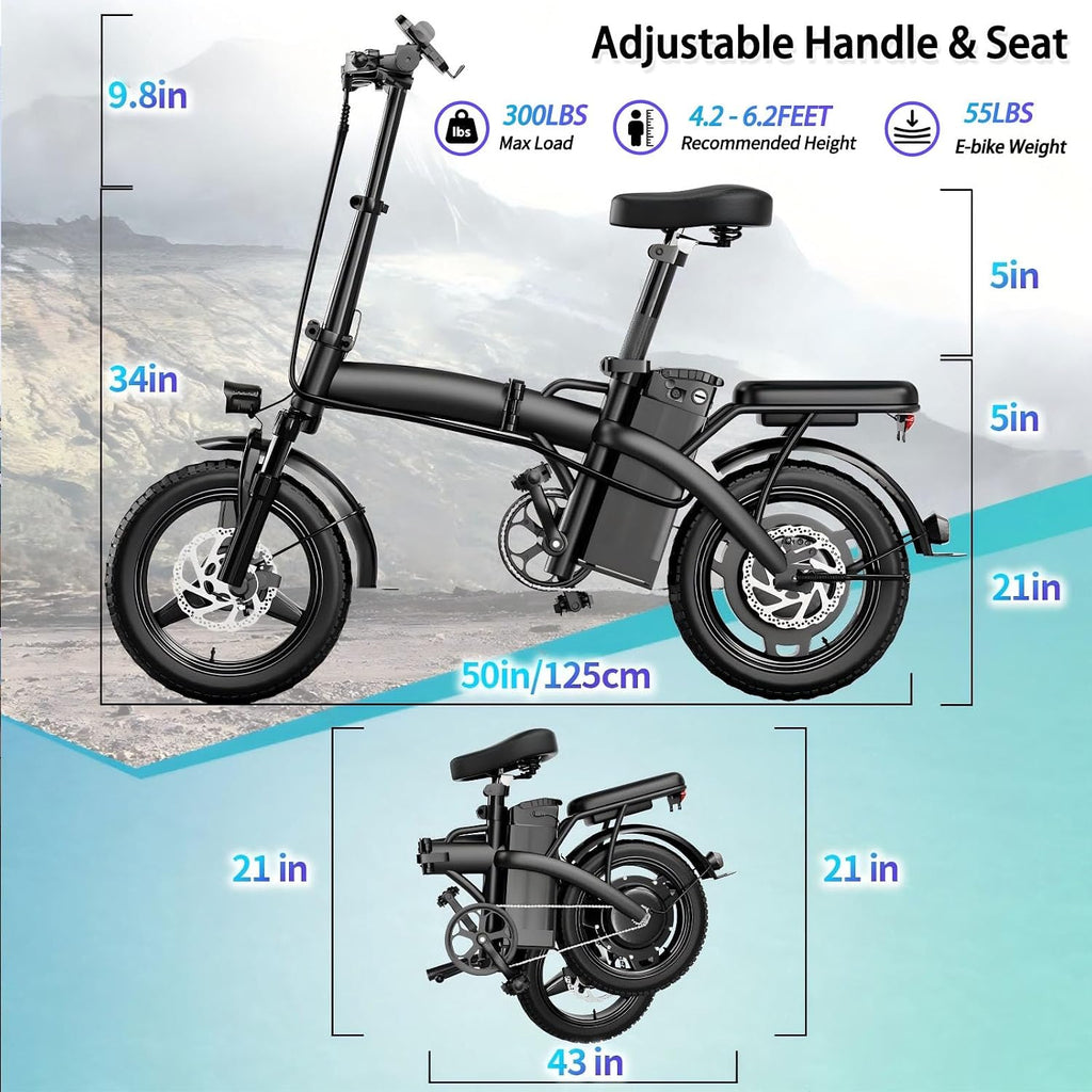 550W Electric Mountain Bike for Adults, 48V 12Ah EBike Climbs 25° Slopes, 23MPH Max Speed Fat Tire Electric Bicycle, 40 Miles Range, UL Certified Off-Road E-Bike
