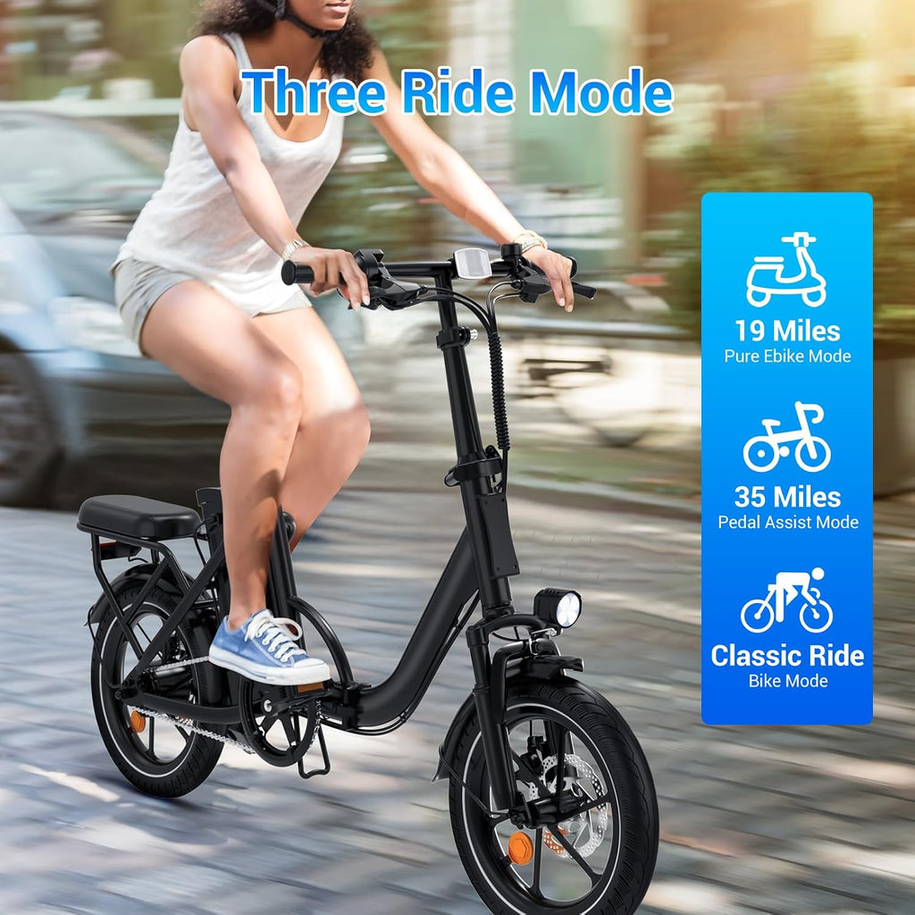 SEHOMY 2-Seat Electric Bike for Adults 630W Peak Motor, 25MPH Folding Ebike, 16' Adults Electric Bicycles with 30° Uphill, 288WH Removable Battery, 35 Miles Long Range, Commuter E Bikes Teens 14+