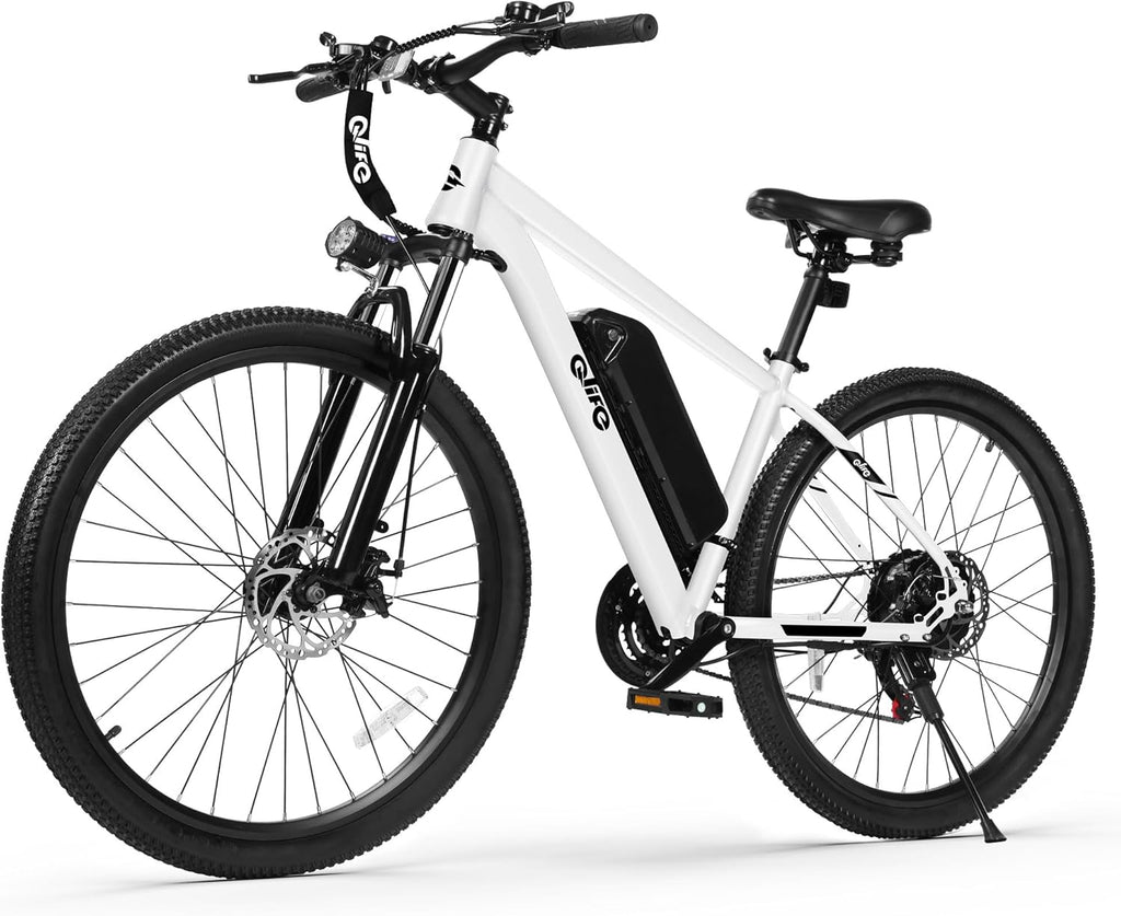 Qlife Racer Electric Bike for Adults - 21-Speed Mountain Lightweight Ebike with Peak 1000W/750W 25MPH/22MPH Brushless Motor, 375Wh Removable Battery, 26X2.1 Tire Step Over E-MTB, Up to 40 Miles