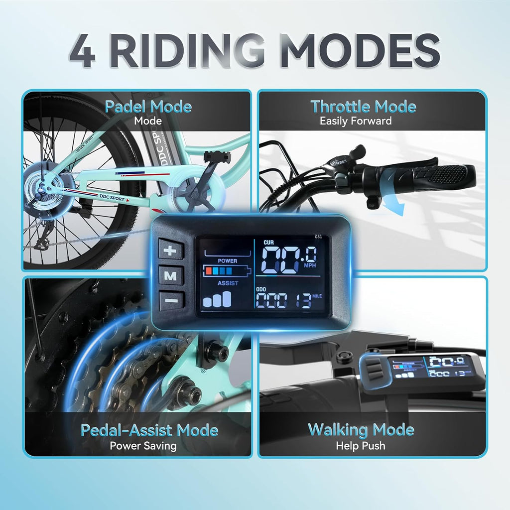Electric Bike for Adults, Peak 700W Motor 20MPH, 374.4Ah Removable Battery 50Miles Ebike, 24'' Step Thru City Cruiser E Bike,7-Speed,Full Suspension,Front Basket, Full Suspension,UL 2849 Standard