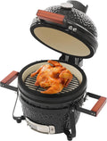 13' Ceramic Charcoal BBQ Grill, High-Temperature Insulated Dome, 12.6' Cooking Tray Outdoor Barbecue Cooker, Portable Freestanding for Restaurant, Camping, Family Gatherings