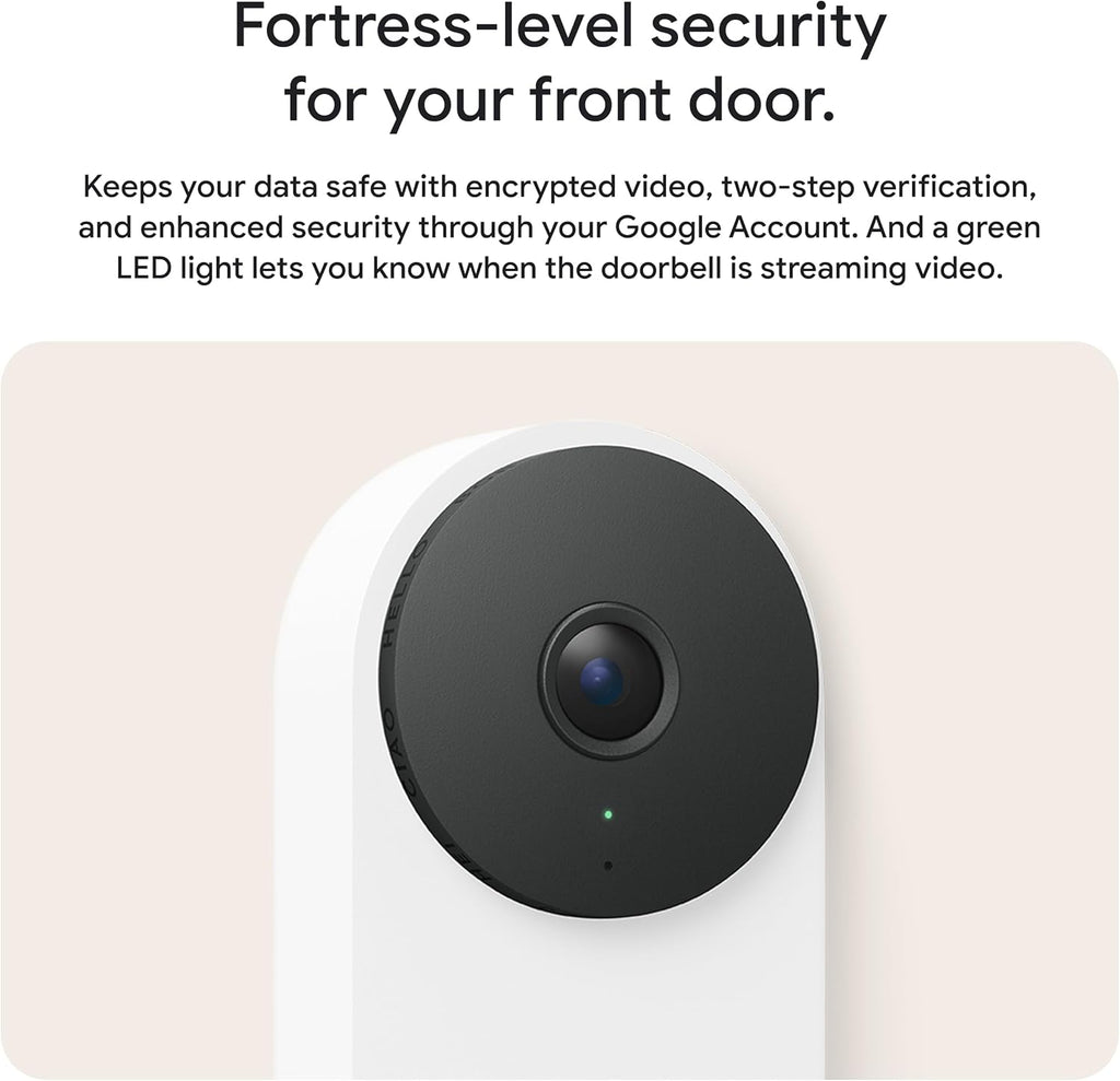 Google Nest Doorbell (Wired, 3rd Gen) - 2K Video and Gemini, Live View, Night Vision, 2-Way Audio - Works with Google Home - 2025 Model - Hazel
