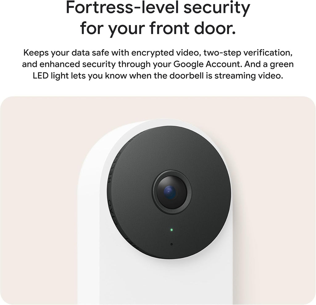 Google Nest Doorbell (Wired, 3rd Gen) - 2K Video and Gemini, Live View, Night Vision, 2-Way Audio - Works with Google Home - 2025 Model - Linen