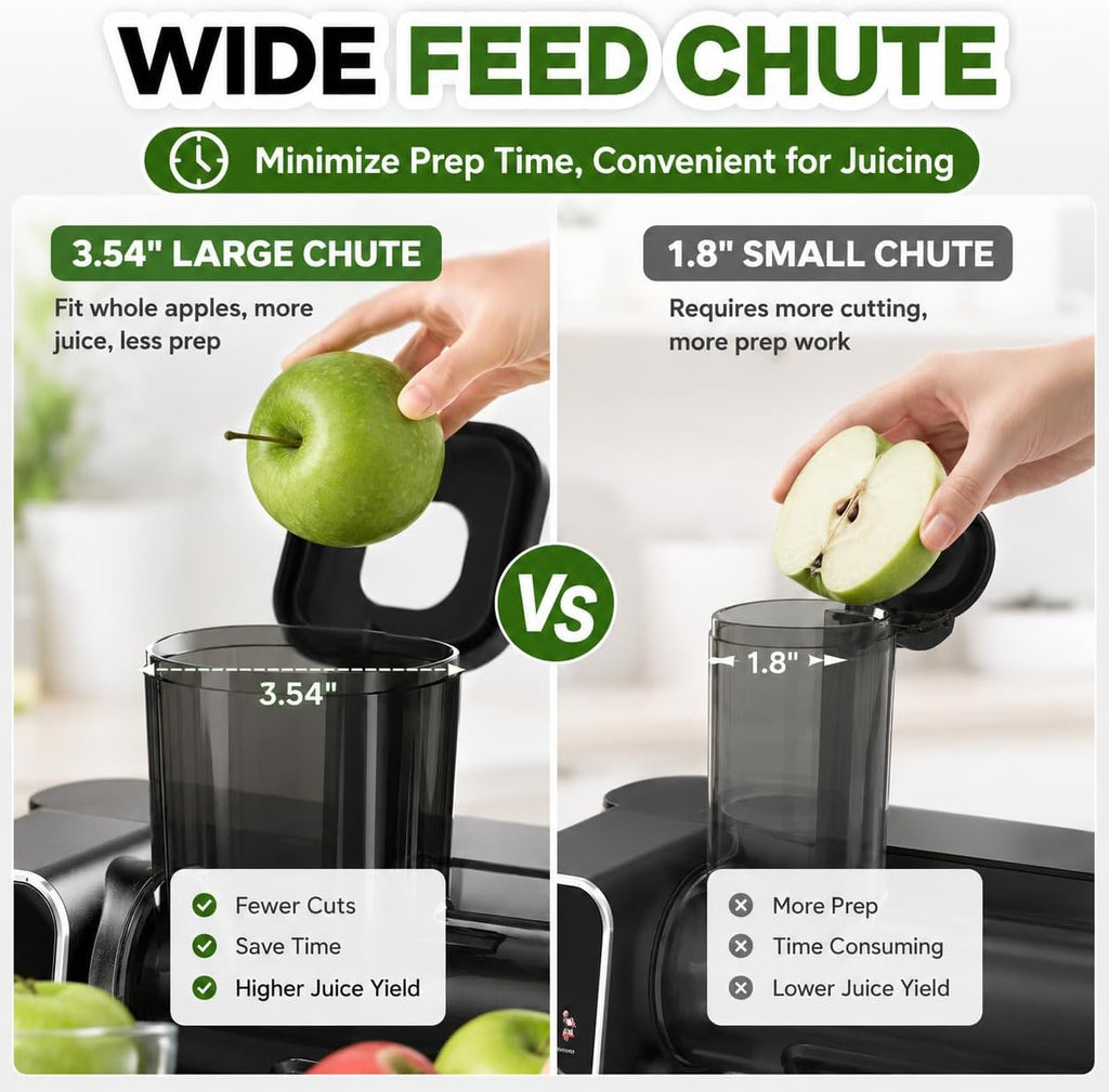 WETIE Cold Press Juicer, Powerful Juicer Machines with Adjustable Juicing Pressure, 99% High Juice Yield, Quiet Slow Masticating Juicer with Touch Screen, 3.54'' Feed Chute, Easy to Clean with Brush