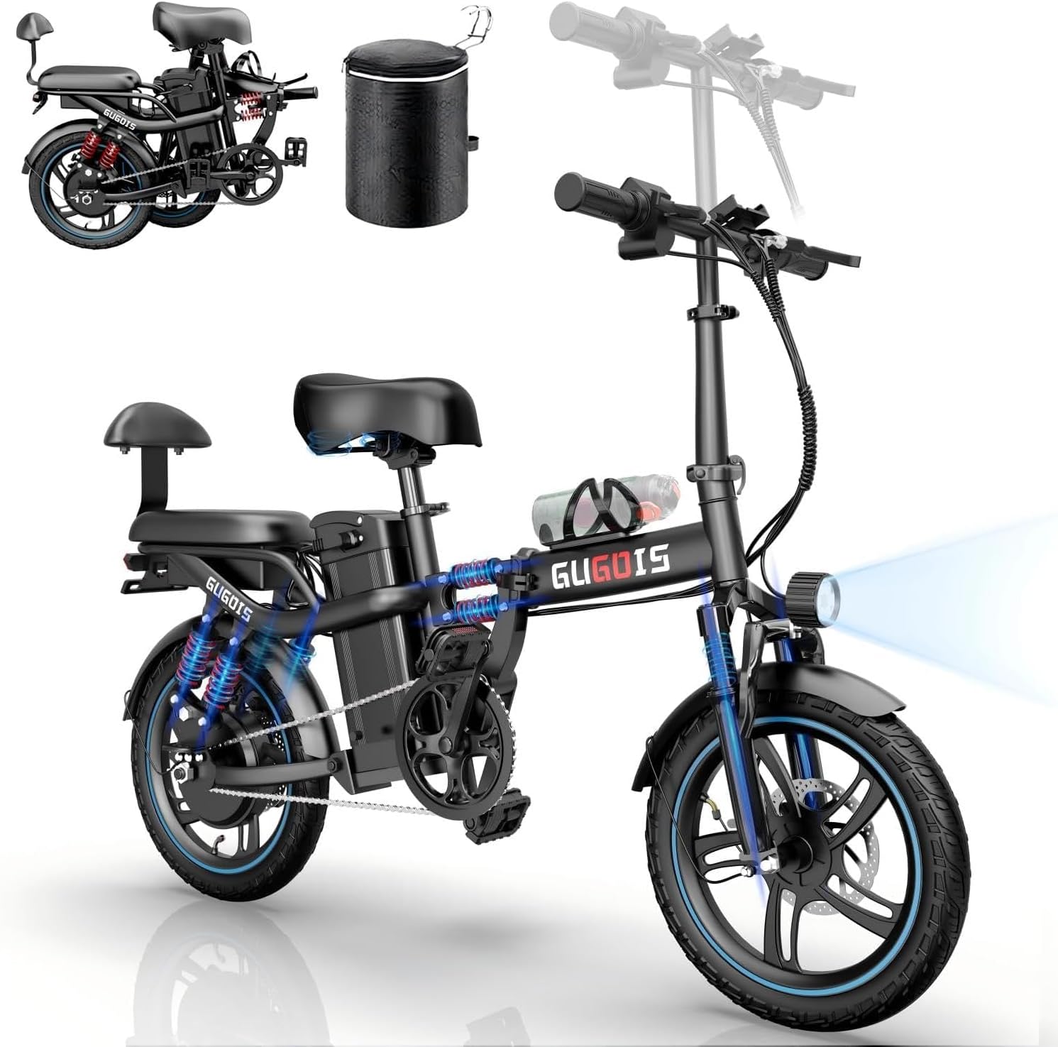 Electric Bike for Adults, 16'/20' Tire E-Bike with 750W/1000W Peak Motor, 48V Removable Battery, Up to 45/60 Miles Range & 28/30MPH, Folding Electric Bike for City and Outdoor Ride