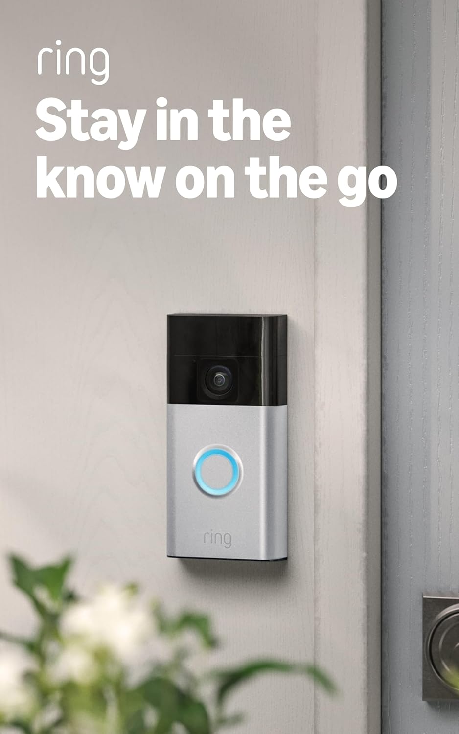 Ring Battery Doorbell, Solar, Head-to-Toe Video, Live View with Two-Way Talk, and Motion Detection & Alerts (2024 release), Satin Nickel