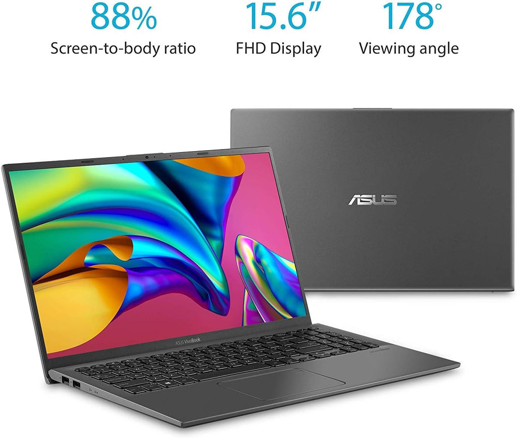 ASUS F512DA-EB51 VivoBook 15 Thin and Light Laptop, 15.6' Full HD, AMD Quad Core R5-3500U CPU, 8GB DDR4 RAM, 256GB PCIe SSD, AMD Radeon Vega 8 Graphics, Windows 10 Home, Slate Gray