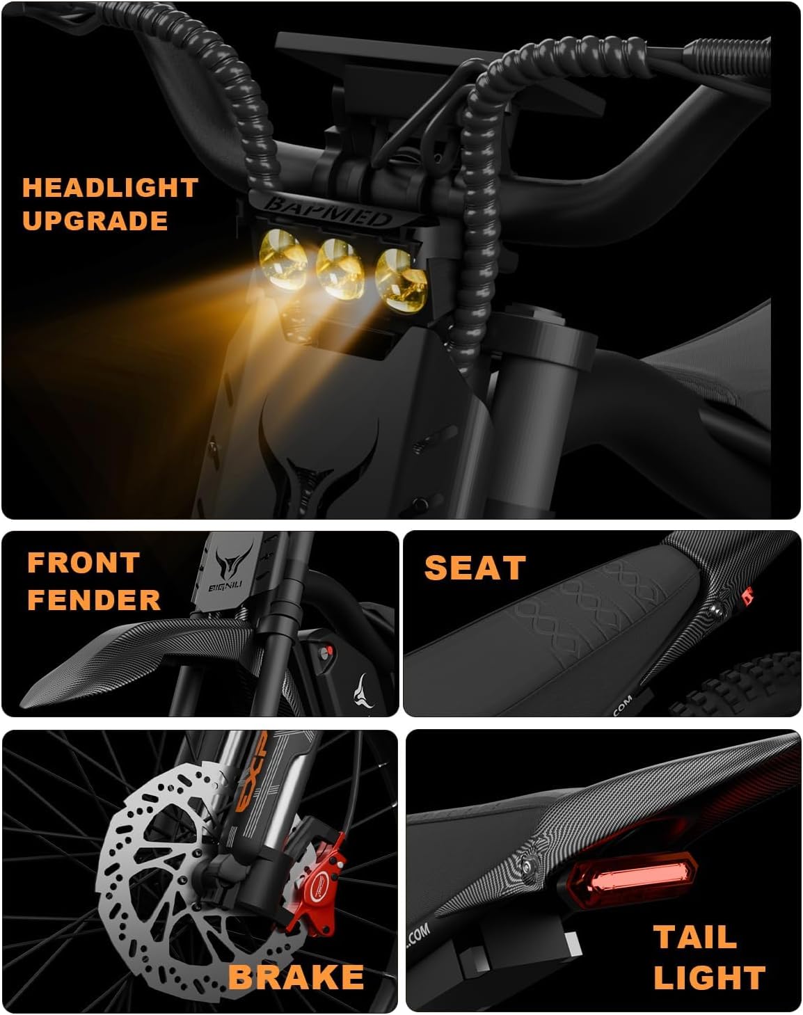 BIGNIU Electric Dirt Bike, Electric Bike for Adults with 3000W Peak Motor, 60V 32Ah Battery, 19x2.1 Fat Tires, Off-Road Ebike Removable Battery, E Bike for Teens, Ebike City Riding