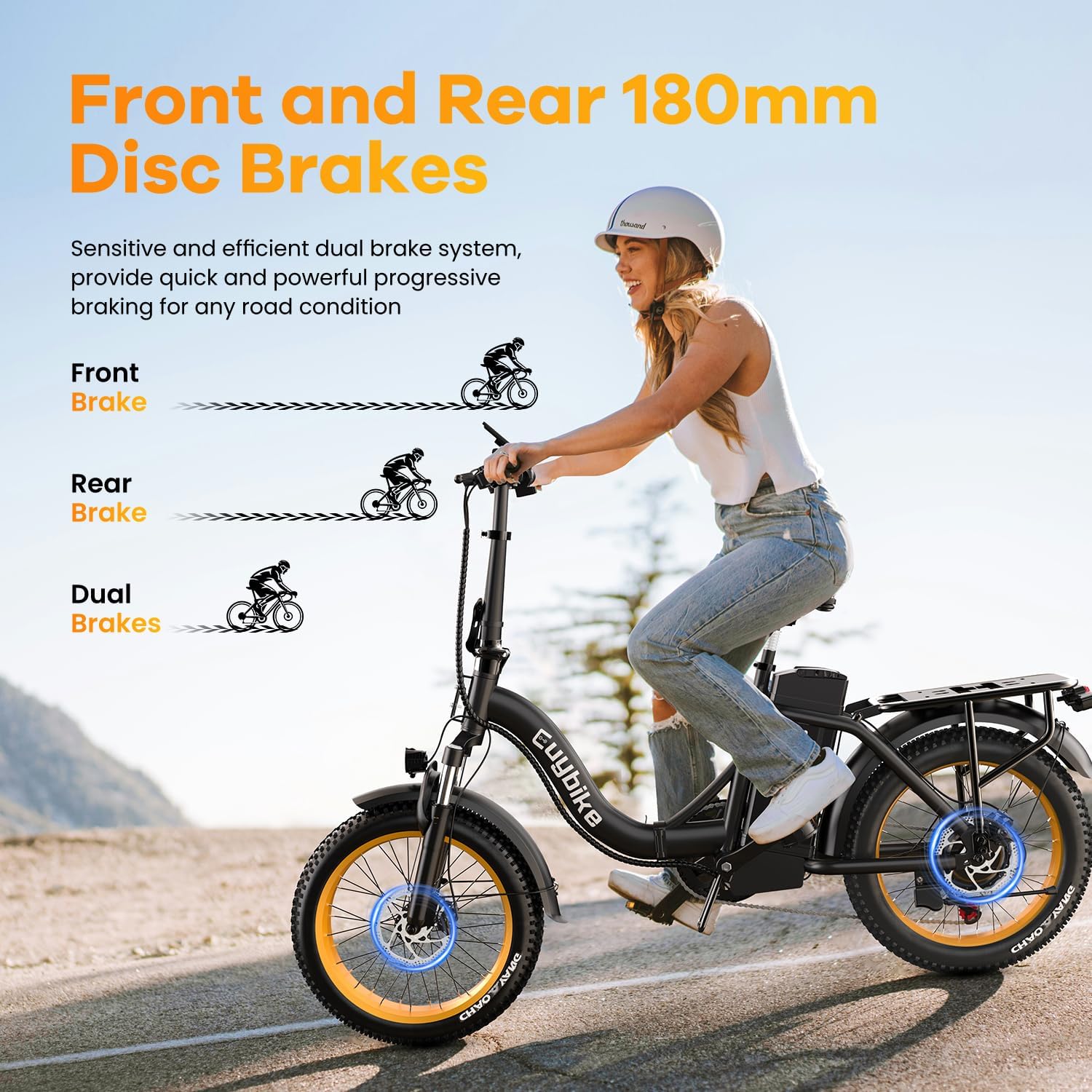 EUYBIKE Folding Electric Bike for Adults with Peak 1000W Motor, 48V 20AH Battery up to 80 Miles, 20' Fat Tire All Terrain Ebike, Front Suspension 7-Speed Commuter E Bike, Step-Thru, UL Certified