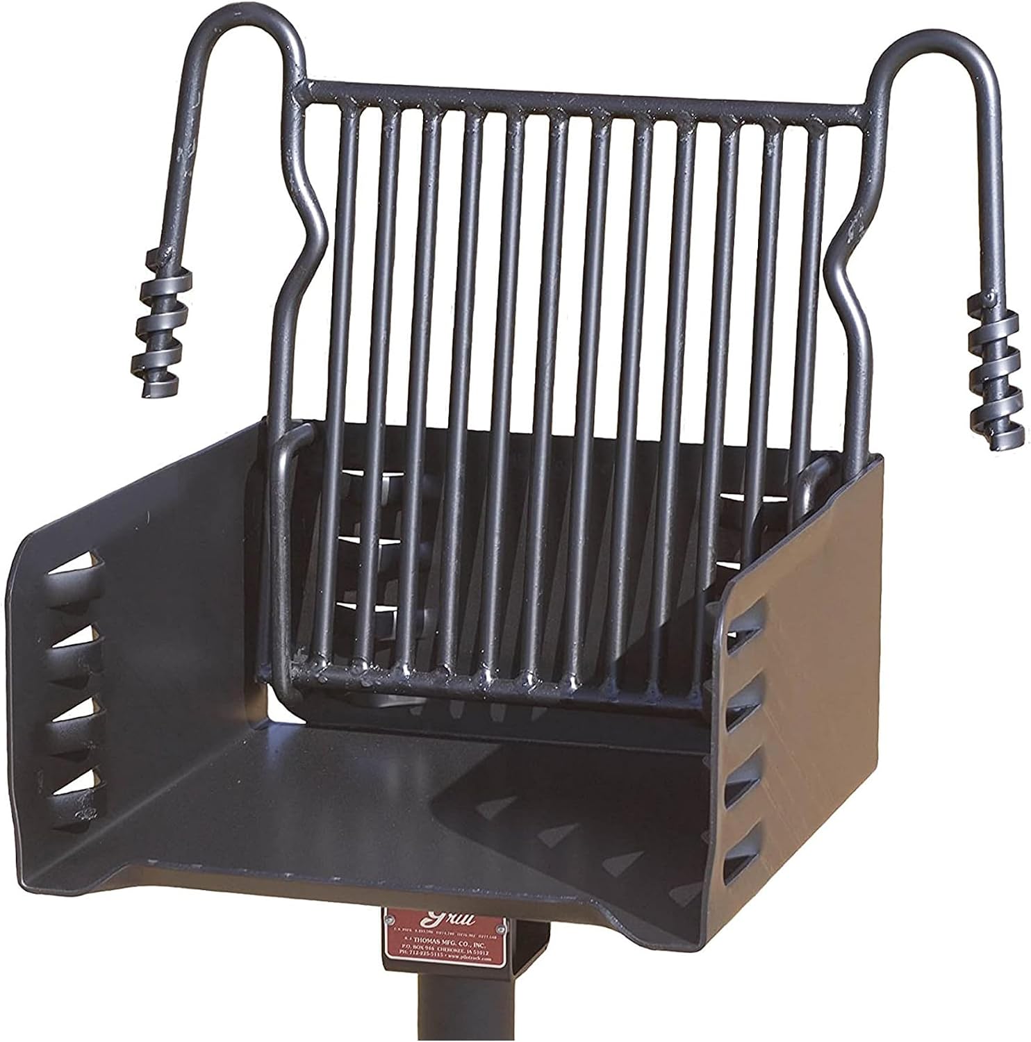 Pilot Rock Park Style Heavy Duty Steel Outdoor BBQ Charcoal Grill with Cooking Grate and 360 Degree Swivel Post for Camping or Backyard, Black