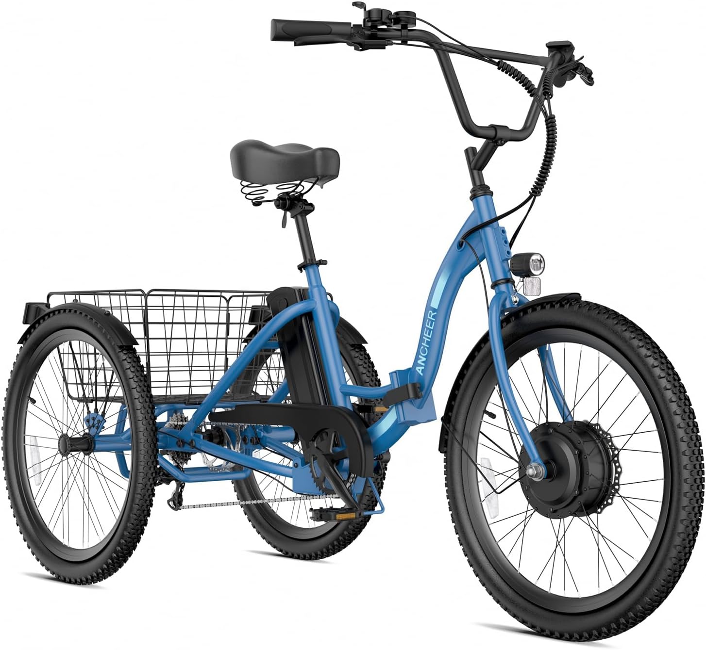 ANCHEER Electric Tricycle for Adults, Peak 600W Electric Trike, 24' 499Wh Folding 3 Wheel Ebike for Adults & Seniors, 15.5MPH & 55Miles Electric Bike, Rear Differential, Rear Basket