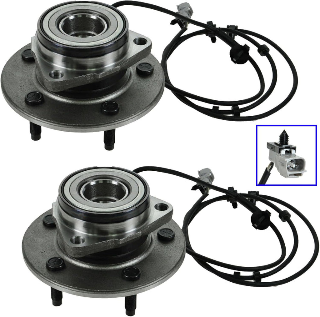 TRQ 2 Piece Front Wheel Bearing & Hub Assembly Set Compatible with 2000-2001 Dodge Ram 1500