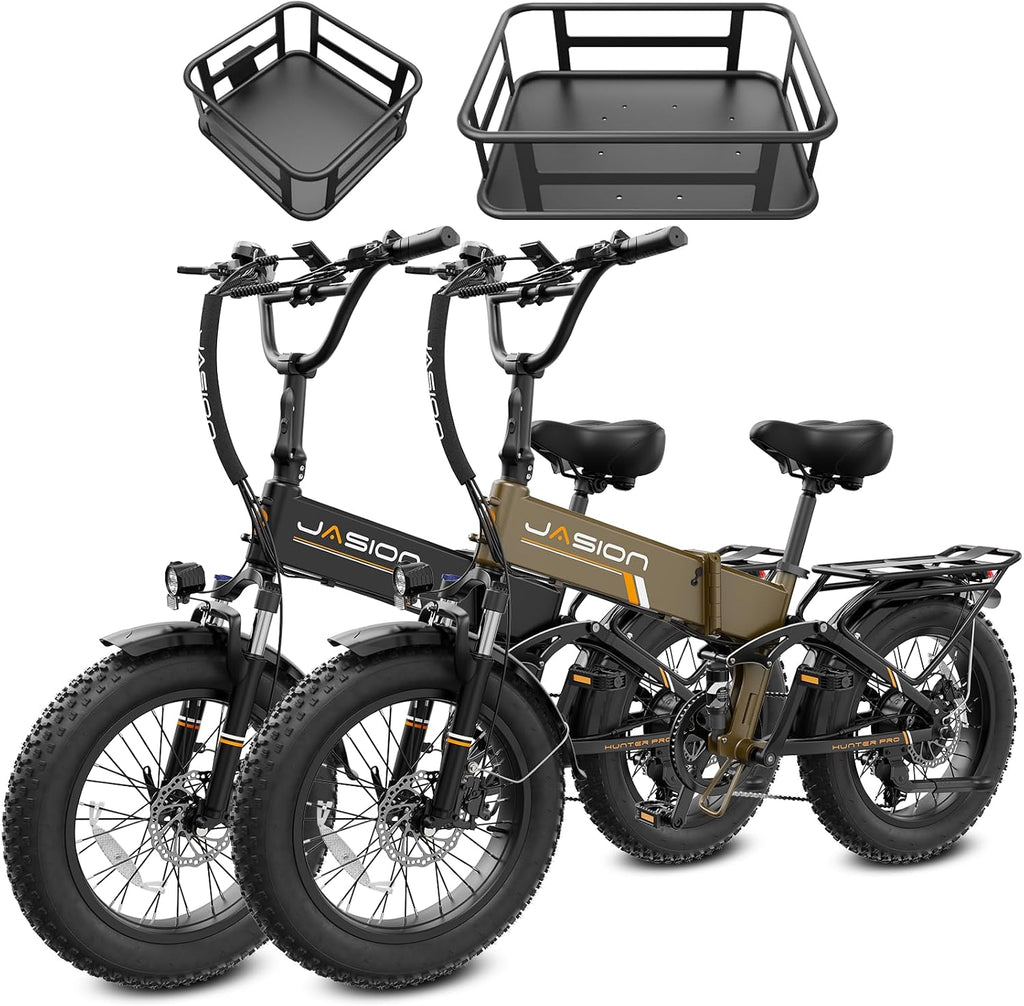 Jasion X Hunter/PRO Electric Bike for Adults,1800W/1400W Peak 20''Fat Tire Foldable Ebike,Folding E Bike Up to 80/70 Miles Range,720/624WH Removable Battery,30 MPH E Bike,Certified by UL2849