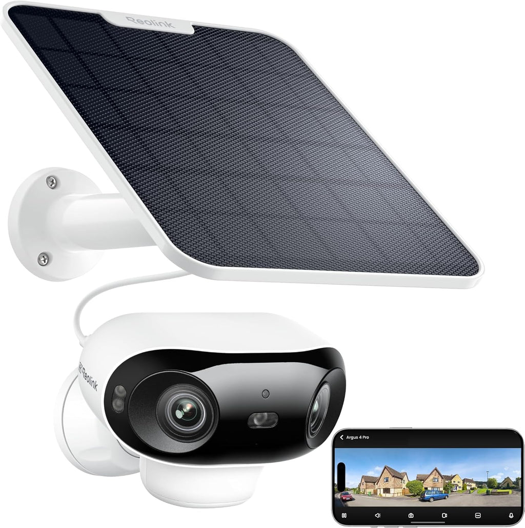 REOLINK Argus 4 Pro 4K Solar Camera Outdoor Wireless, 180° Dual-Lens 8MP Camera for Home Security, ColorX Night Vision, Smart People/Vehicle/Animal Detection, No Subscription, Local Storage