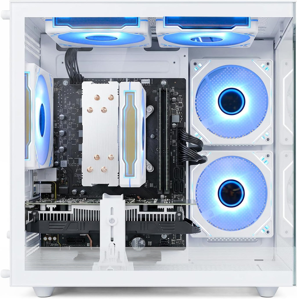 suevery Prebuilt Gaming PC |16G RAM | AMD Ryzen5 6Cores 3.6G Up to 4.1G | 512G SSD | RX560 4G | Wi-Fi 6 White Desktop Computer Gamer Home