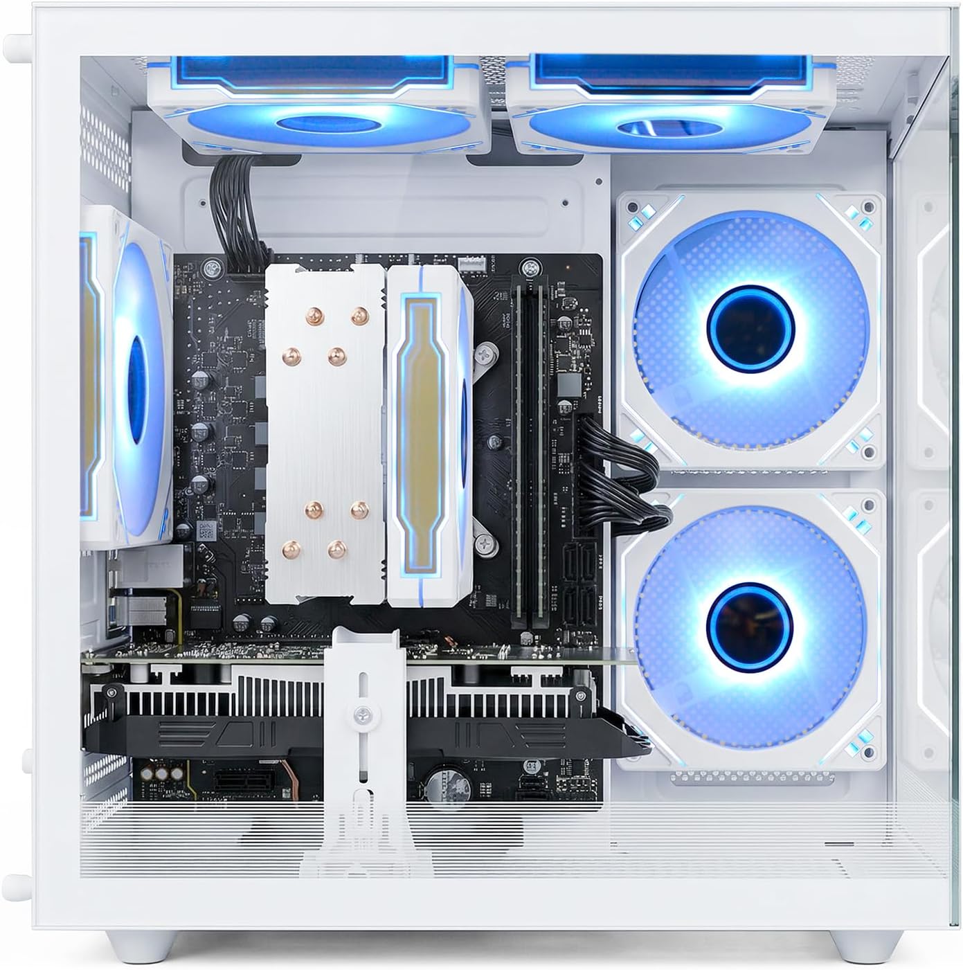 suevery Prebuilt Gaming PC |16G RAM | AMD Ryzen5 6Cores 3.6G Up to 4.1G | 512G SSD | RX560 4G | Wi-Fi 6 White Desktop Computer Gamer Home