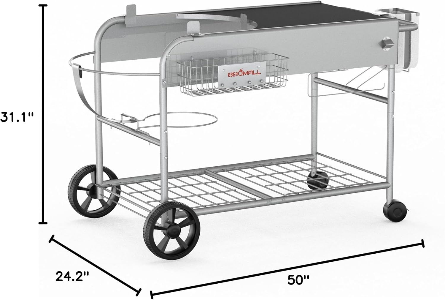 Grill Table for Weber 22' &18' Original Kettle, for Weber Grill Table, Stand Cart for JumboJoe Master-Touch Charcoal Outdoor Prep Performer Charcoal Accessories for Outside