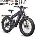 FREESKY Dual Battery Electric Bike for Adults, 48V 45AH 200 Miles Long Range E Bike, 4000W Motor 40MPH+, 26' Fat Tire Fast Mountain EBike, Full Suspension & Hydraulic Brakes, UL 2849 Certified by TÜV