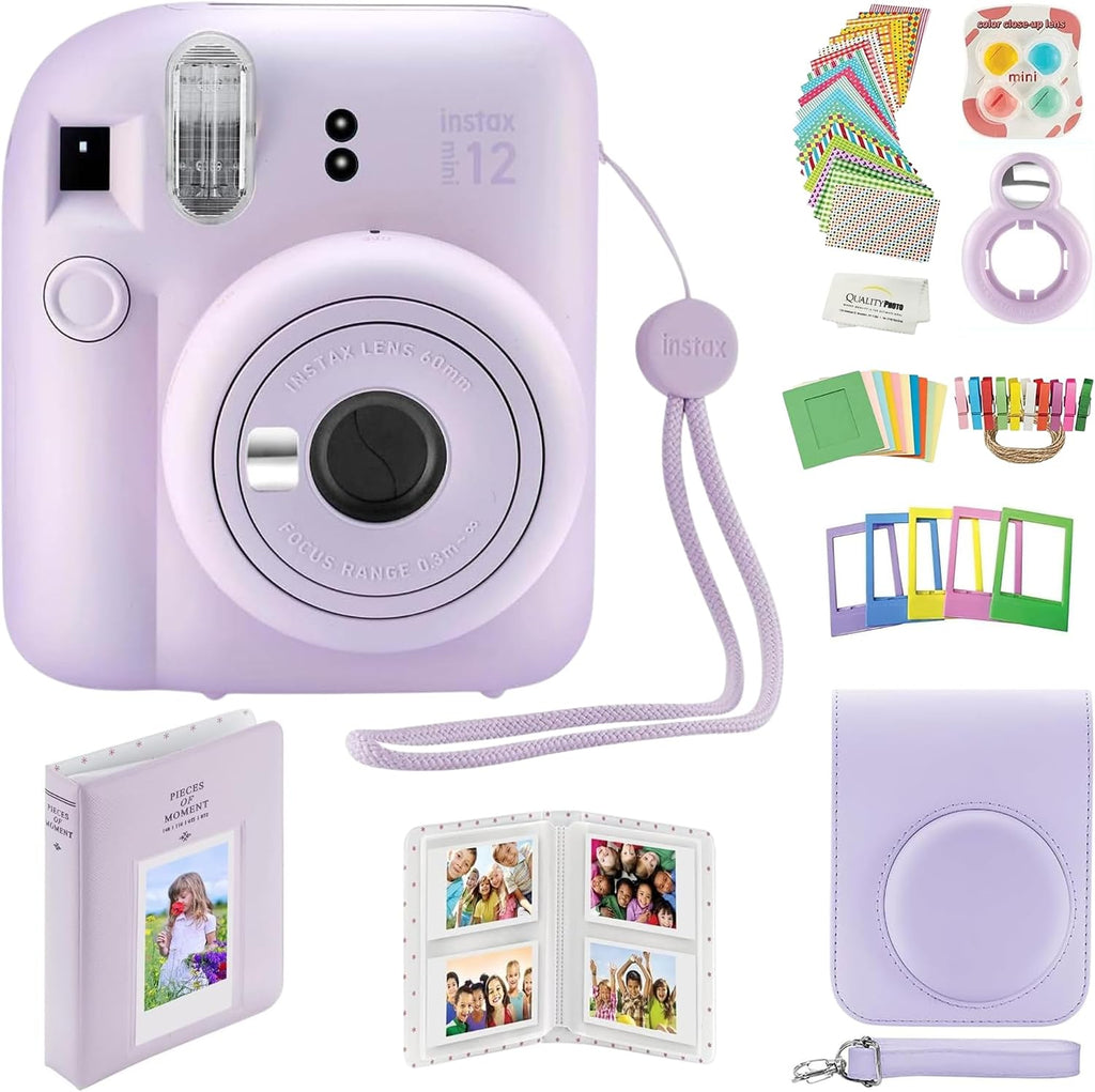 Fujifilm Instax Mini 12 Instant Camera with Case, Decoration Stickers, Frames, Photo Album and More Accessory kit (Lilac Purple)…